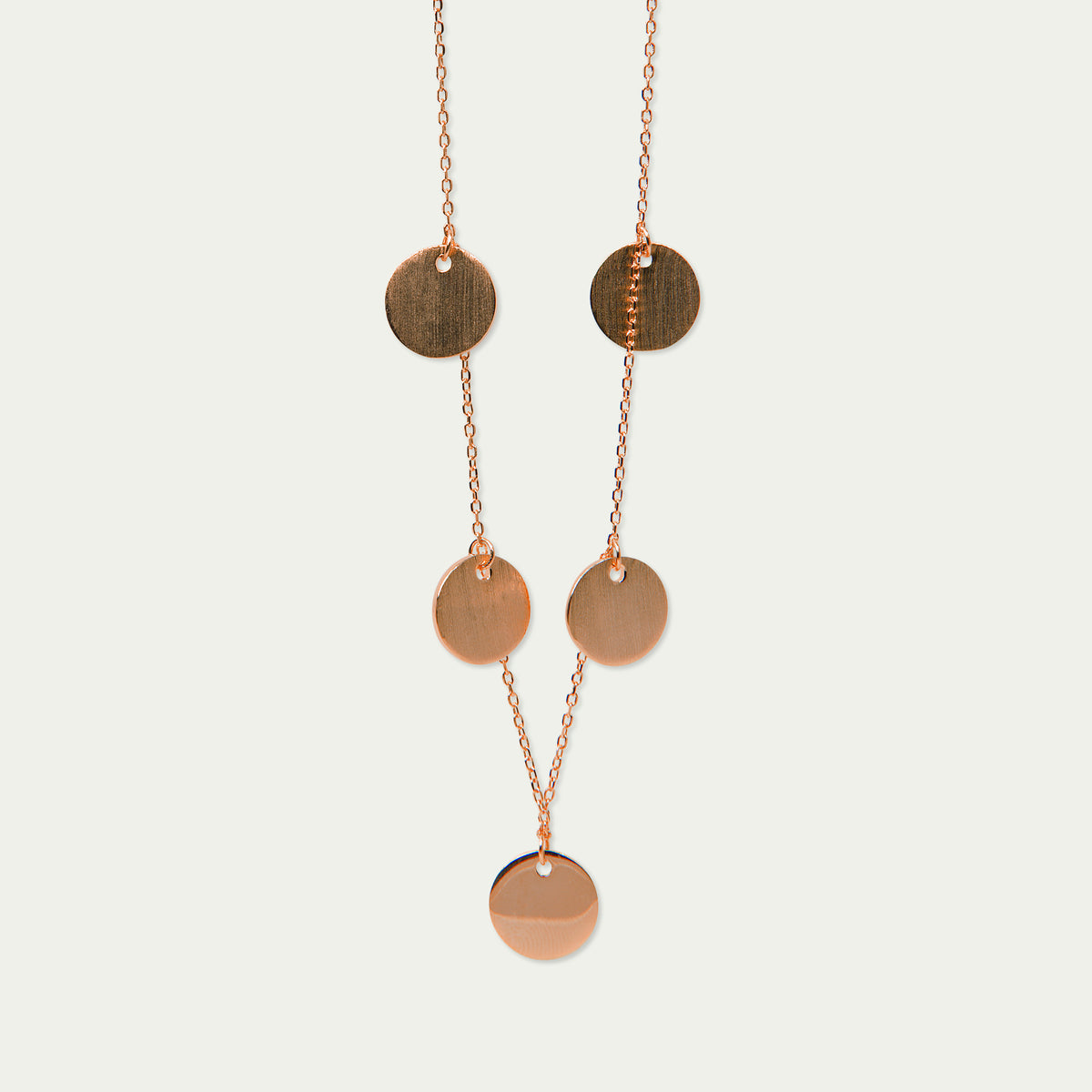 Halskette Frosted Coin mit Plättchen – 925 Sterling Silber 18K Roségold vergoldet | Sucre Fine Jewelry