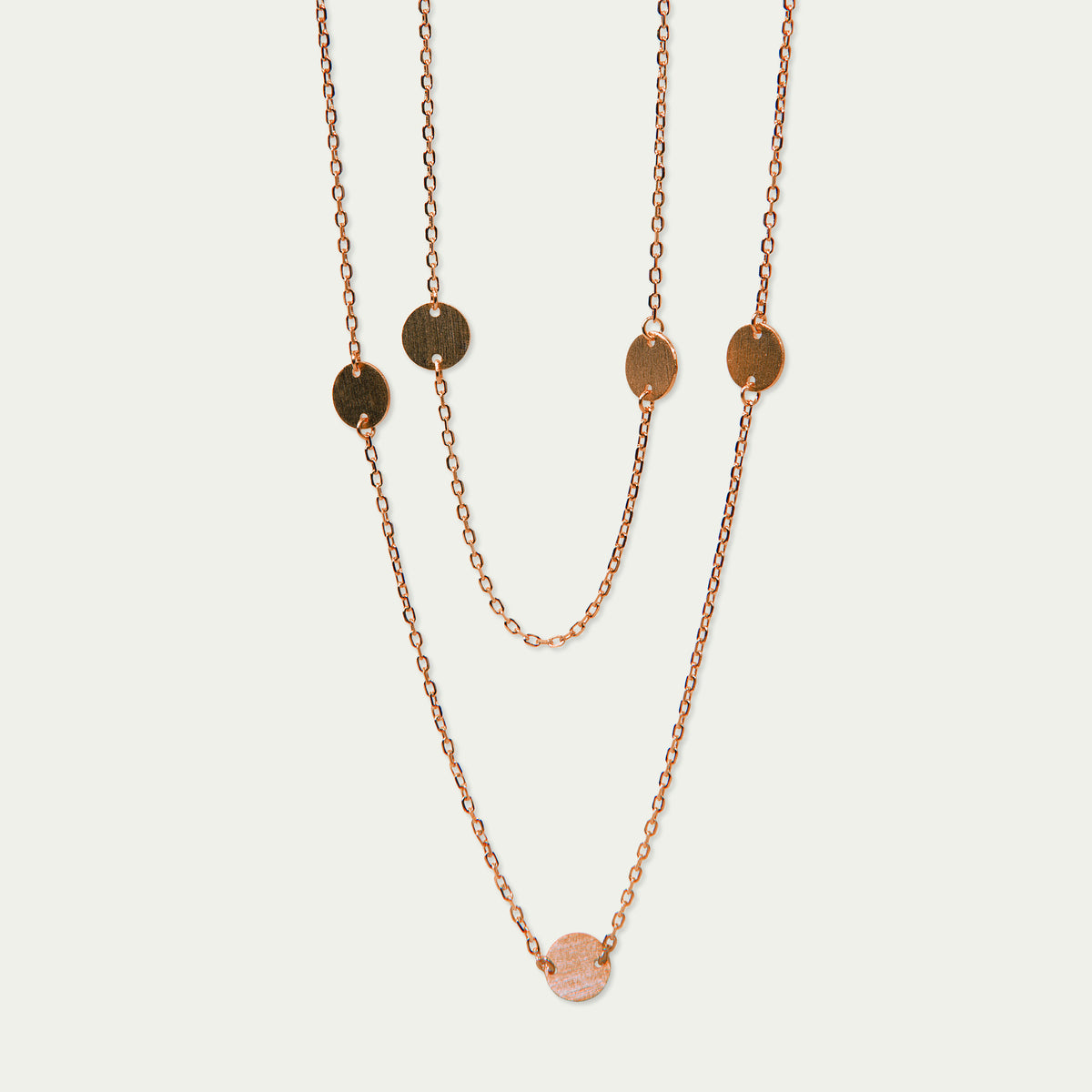 Halskette Frosted Coin lang – 925 Sterling Silber 18K Roségold vergoldet | Sucre Fine Jewelry