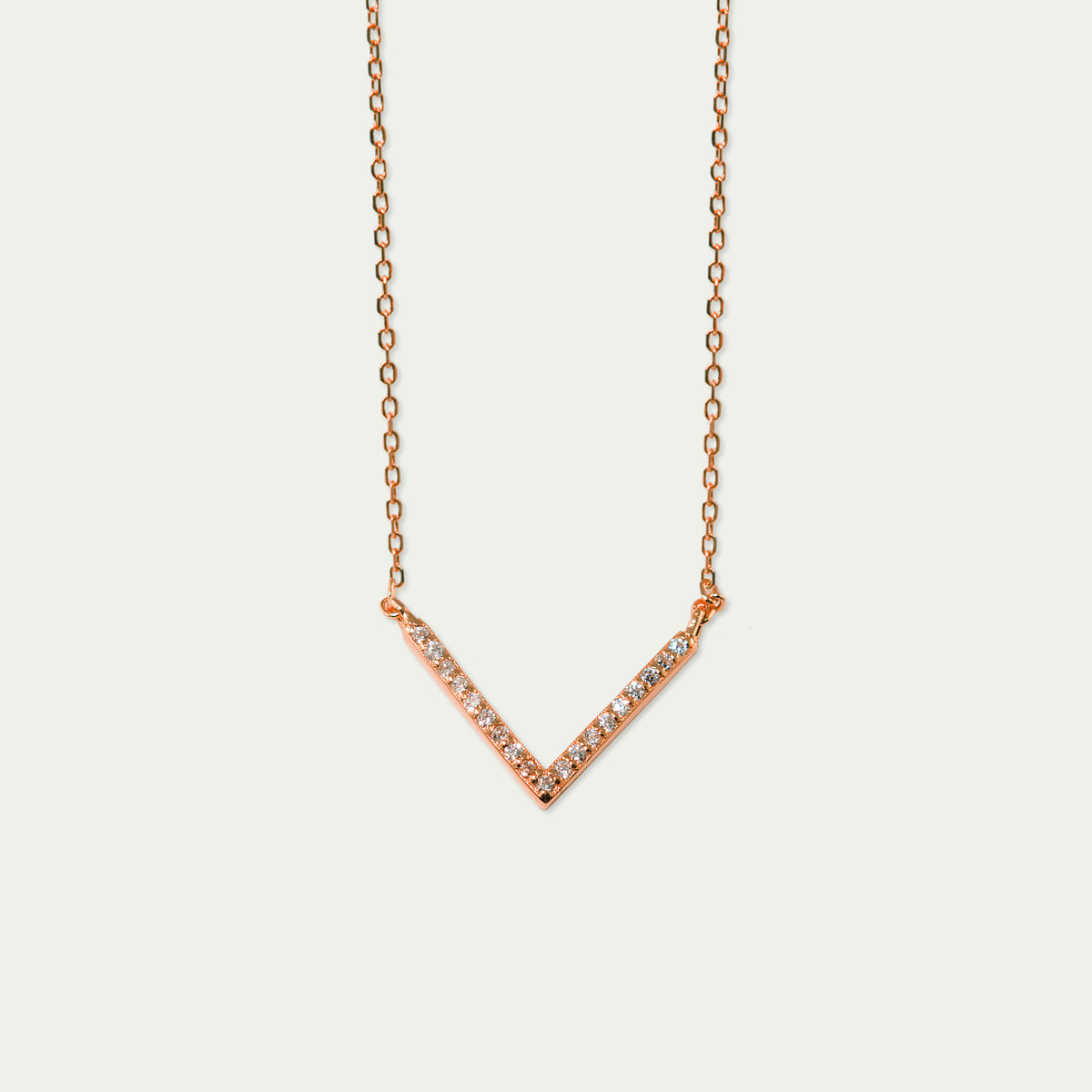 Halskette Sparkling "V" – 925 Sterling Silber 18K Roségold vergoldet | Sucre Fine Jewelry
