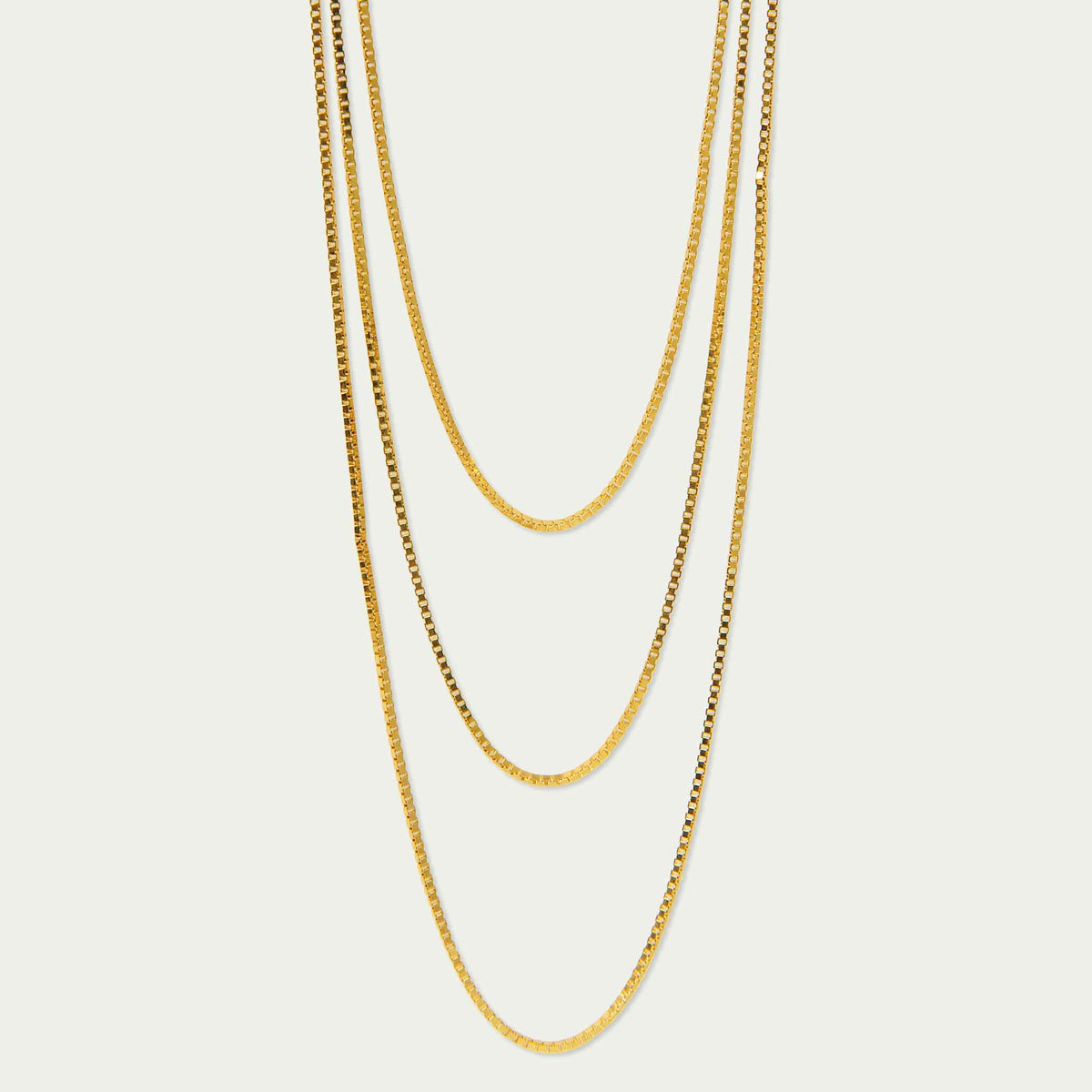 Halskette Box Chain Layering – 925 Sterling Silber 18K Gelbgold vergoldet | Sucre Fine Jewelry
