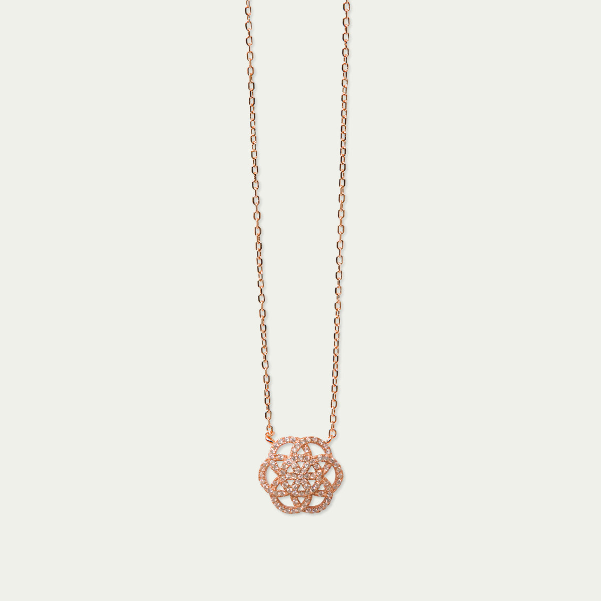 Halskette Lebensblume mit Zirkonia – 925 Sterling Silber 18K Roségold vergoldet | Sucre Fine Jewelry