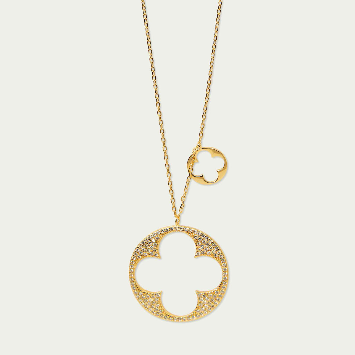 Halskette Big Shiny Clover – 925 Sterling Silber 18K Gelbgold vergoldet | Sucre Fine Jewelry