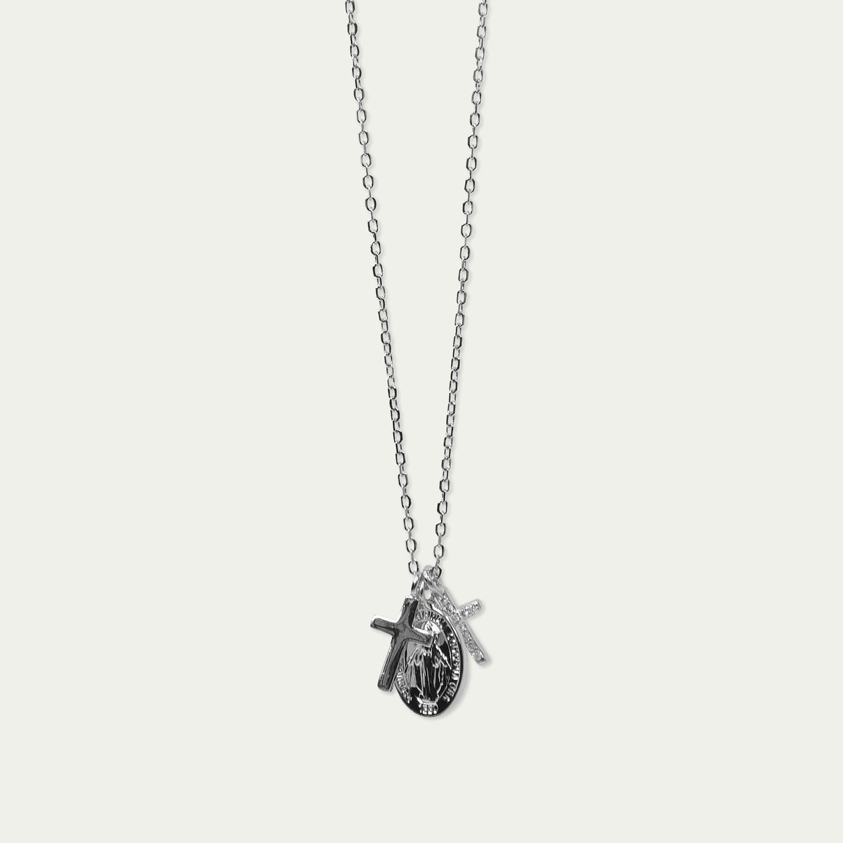 Halskette Madonna und Kreuzen – 925 Sterling Silber | Sucre Fine Jewelry
