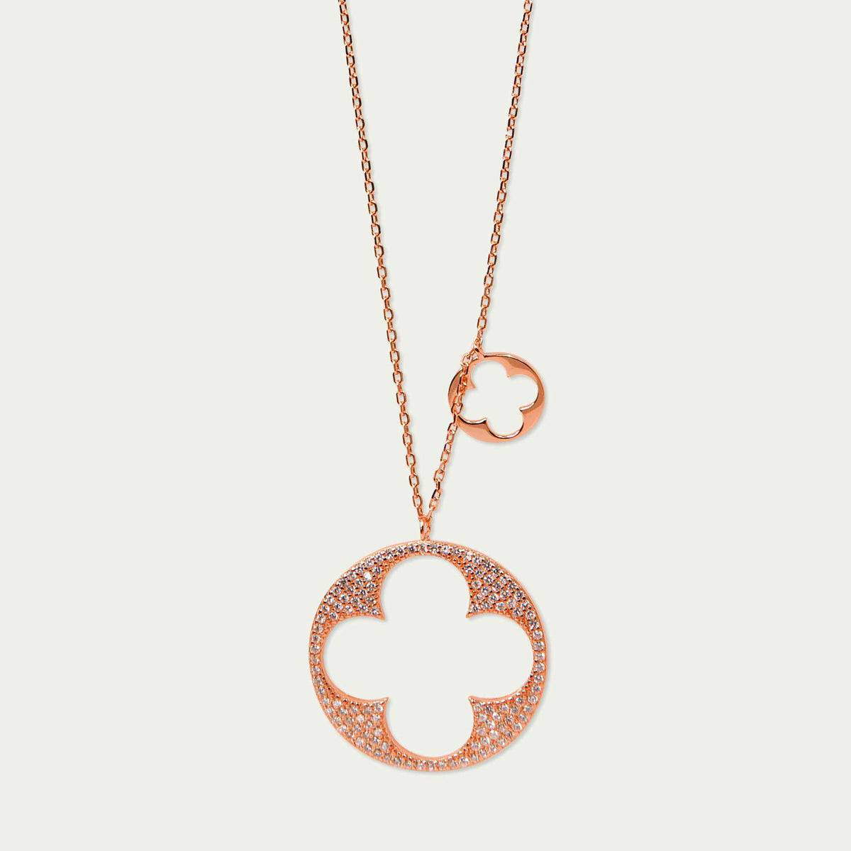 Halskette Big Shiny Clover – 925 Sterling Silber 18K Roségold vergoldet | Sucre Fine Jewelry