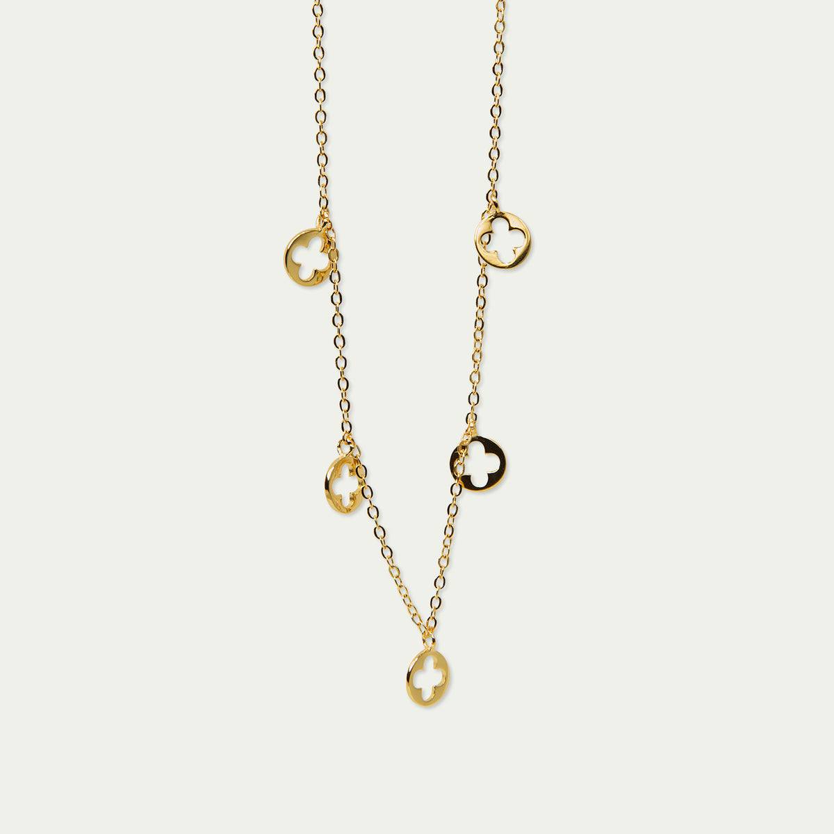 Halskette Disc Clover – 925 Sterling Silber 18K Gelbgold vergoldet | Sucre Fine Jewelry