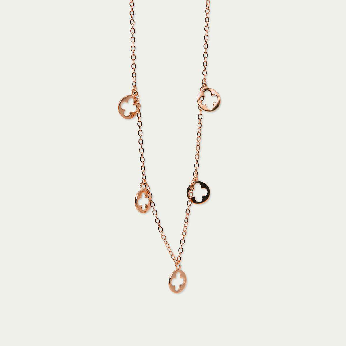 Halskette Disc Clover – 925 Sterling Silber 18K Roségold vergoldet | Sucre Fine Jewelry