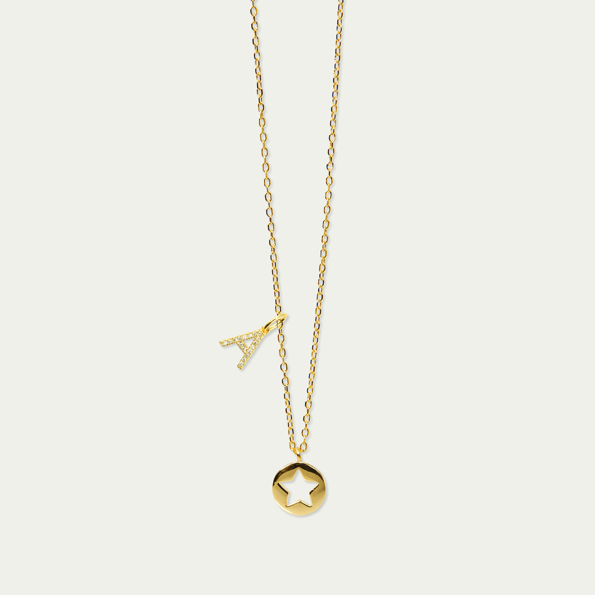 Buchstabe A Anhänger mit Zirkonia – 925 Sterling Silber 18K Gelbgold vergoldet | Sucre Fine Jewelry