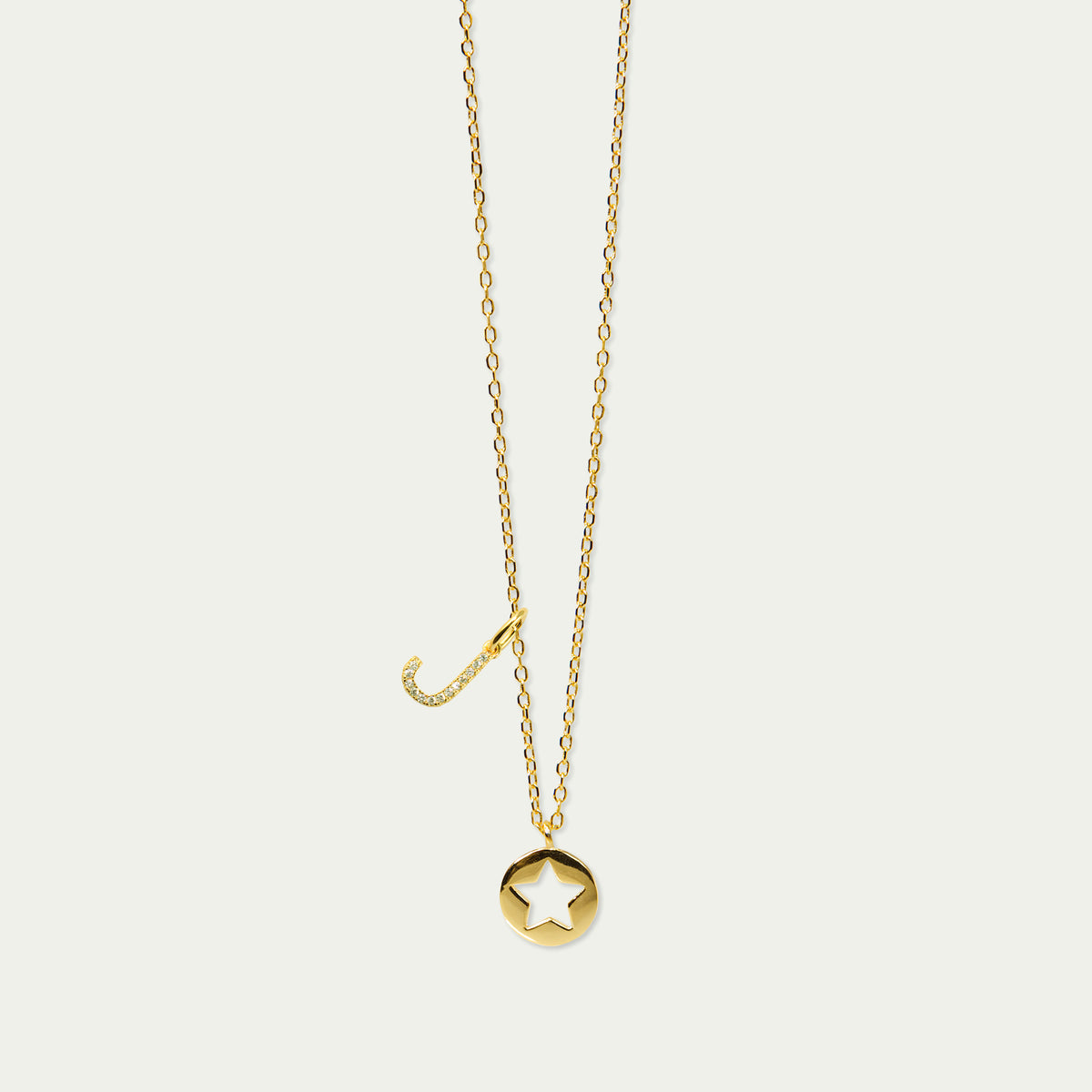 Buchstabe J Anhänger mit Zirkonia – 925 Sterling Silber 18K Gelbgold vergoldet | Sucre Fine Jewelry