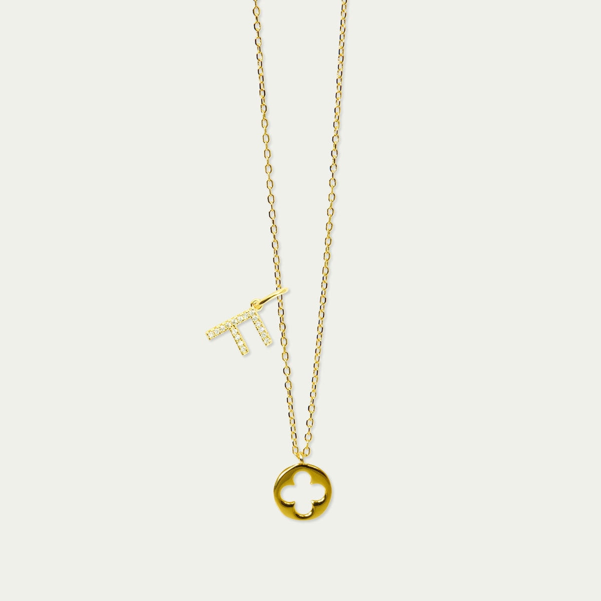 Buchstabe F Anhänger mit Zirkonia – 925 Sterling Silber 18K Gelbgold vergoldet | Sucre Fine Jewelry