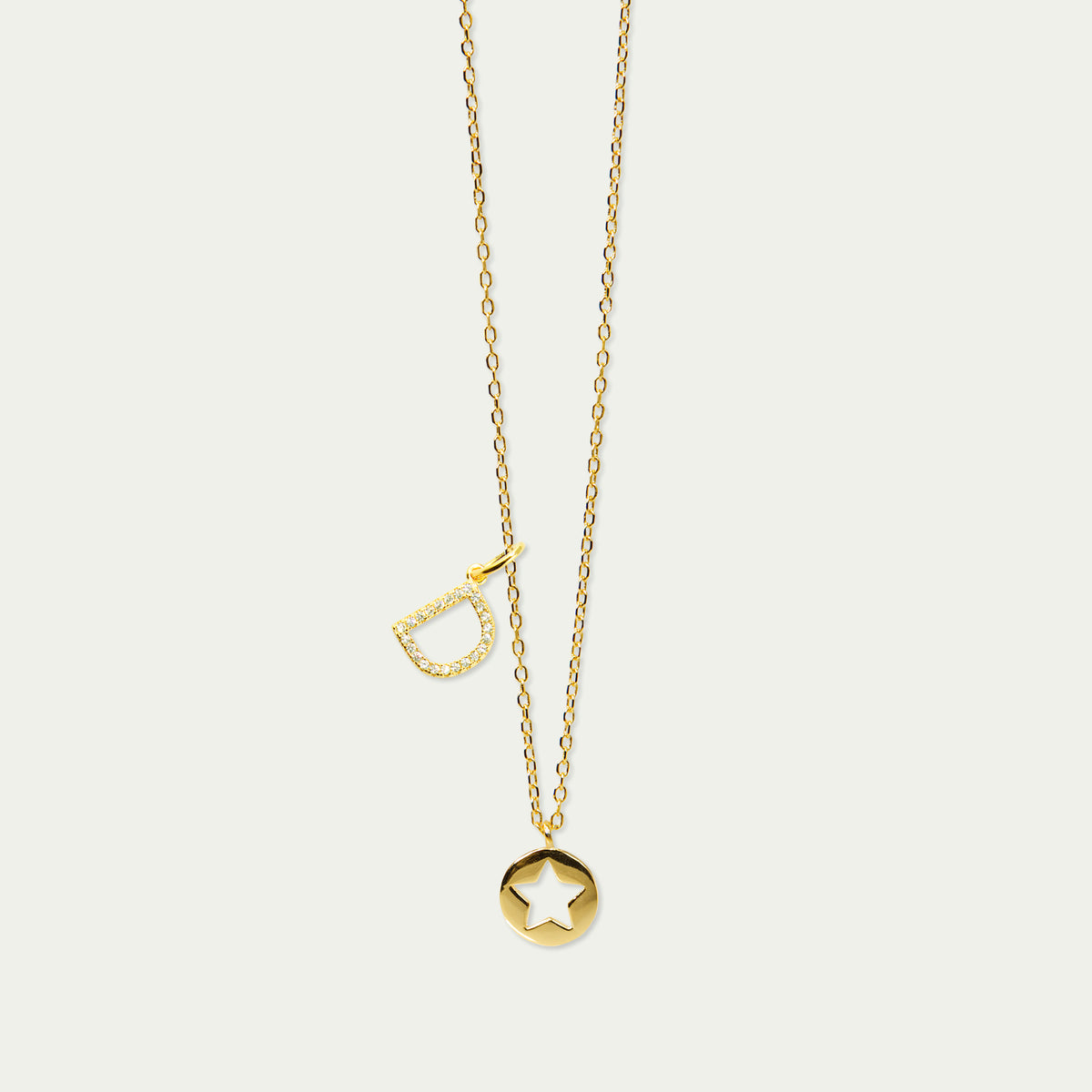 Buchstabe D Anhänger mit Zirkonia – 925 Sterling Silber 18K Gelbgold vergoldet | Sucre Fine Jewelry