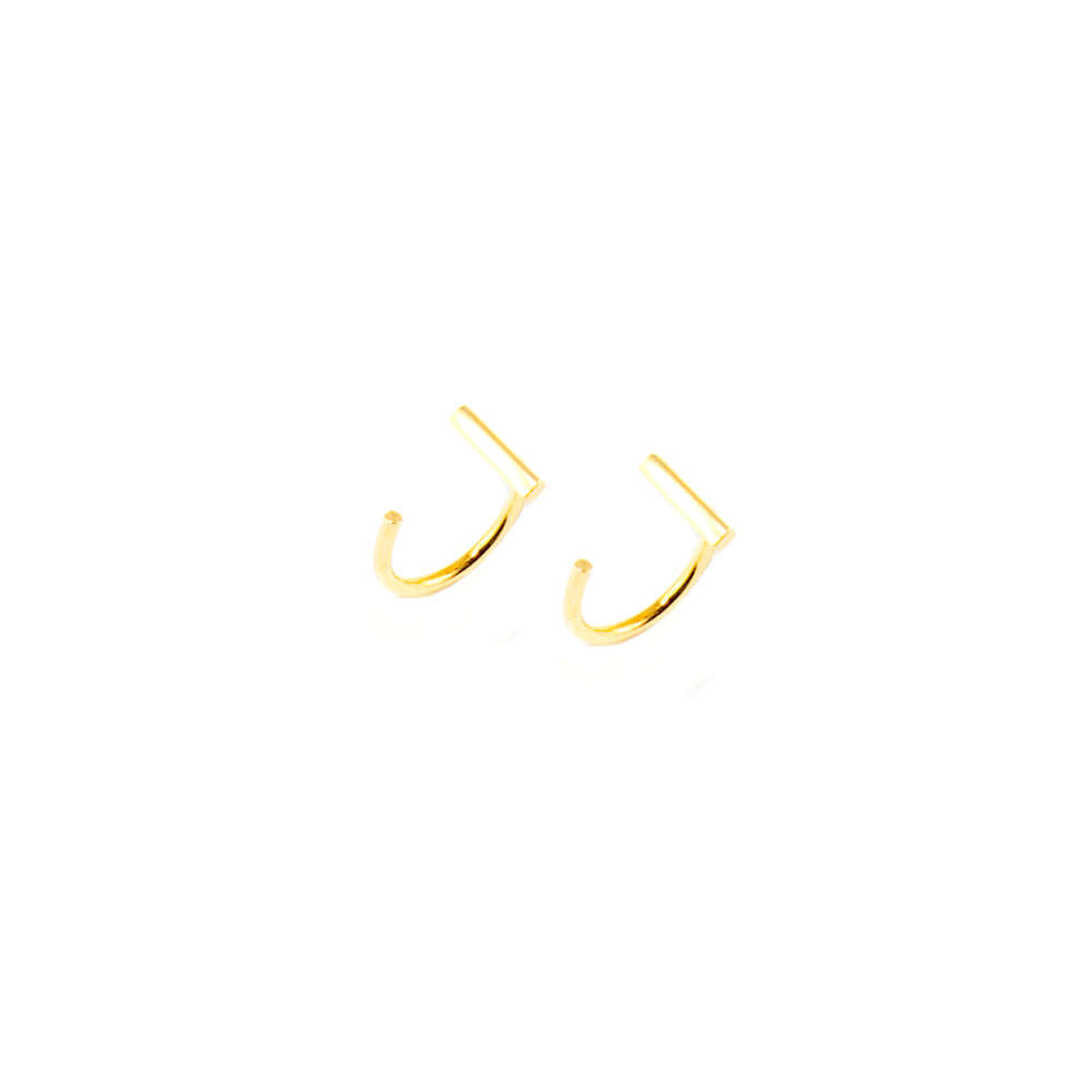 Ohrhänger Bar Hoop – 925 Sterling Silber 18K Gelbgold vergoldet, 1 cm Durchmesser | Sucre Fine Jewelry