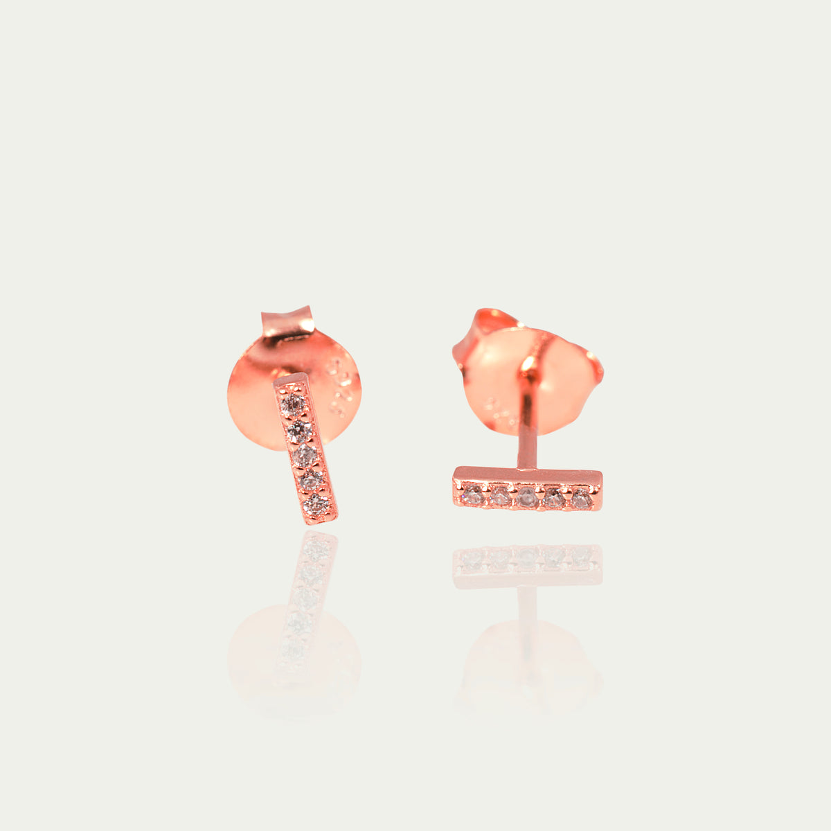 Ohrstecker Mini Bar mit Zirkonia – 925 Sterling Silber 18K Roségold vergoldet | Sucre Fine Jewelry