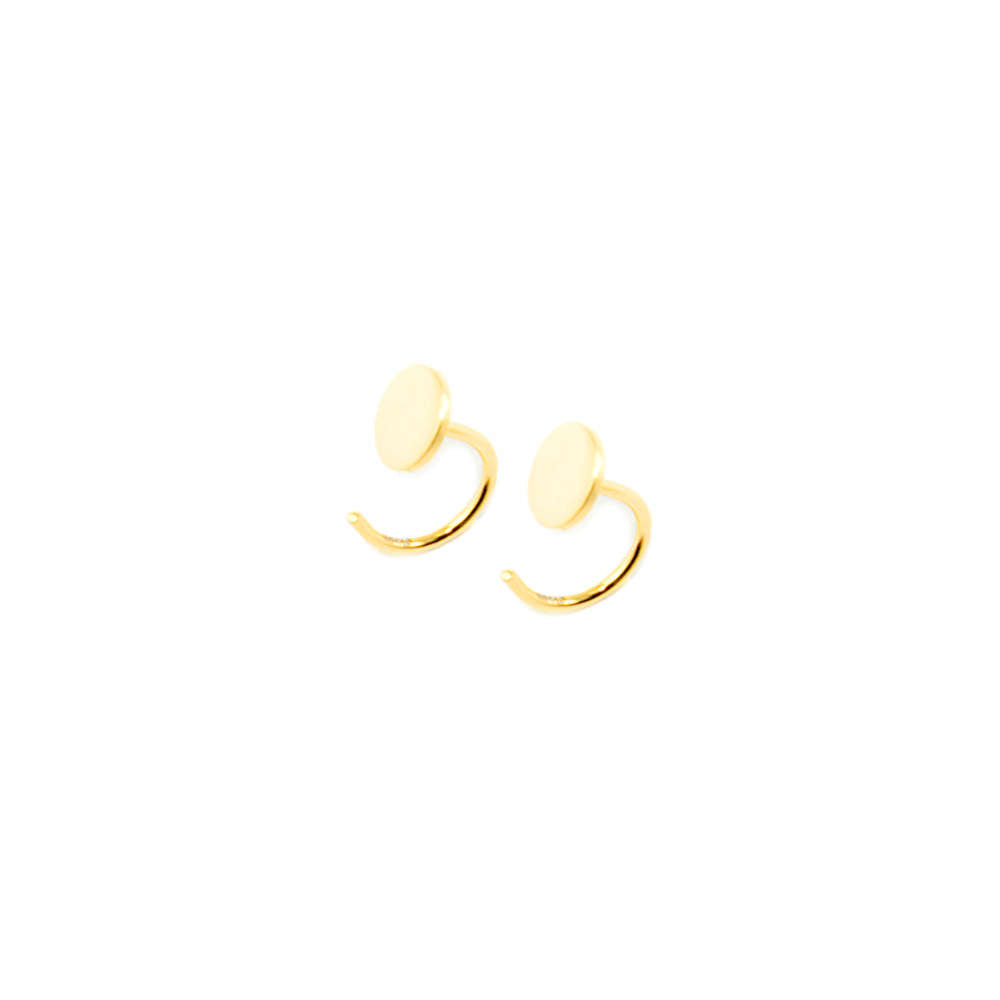 Ohrhänger Disc Hoop – 925 Sterling Silber 18K Gelbgold vergoldet | Sucre Fine Jewelry