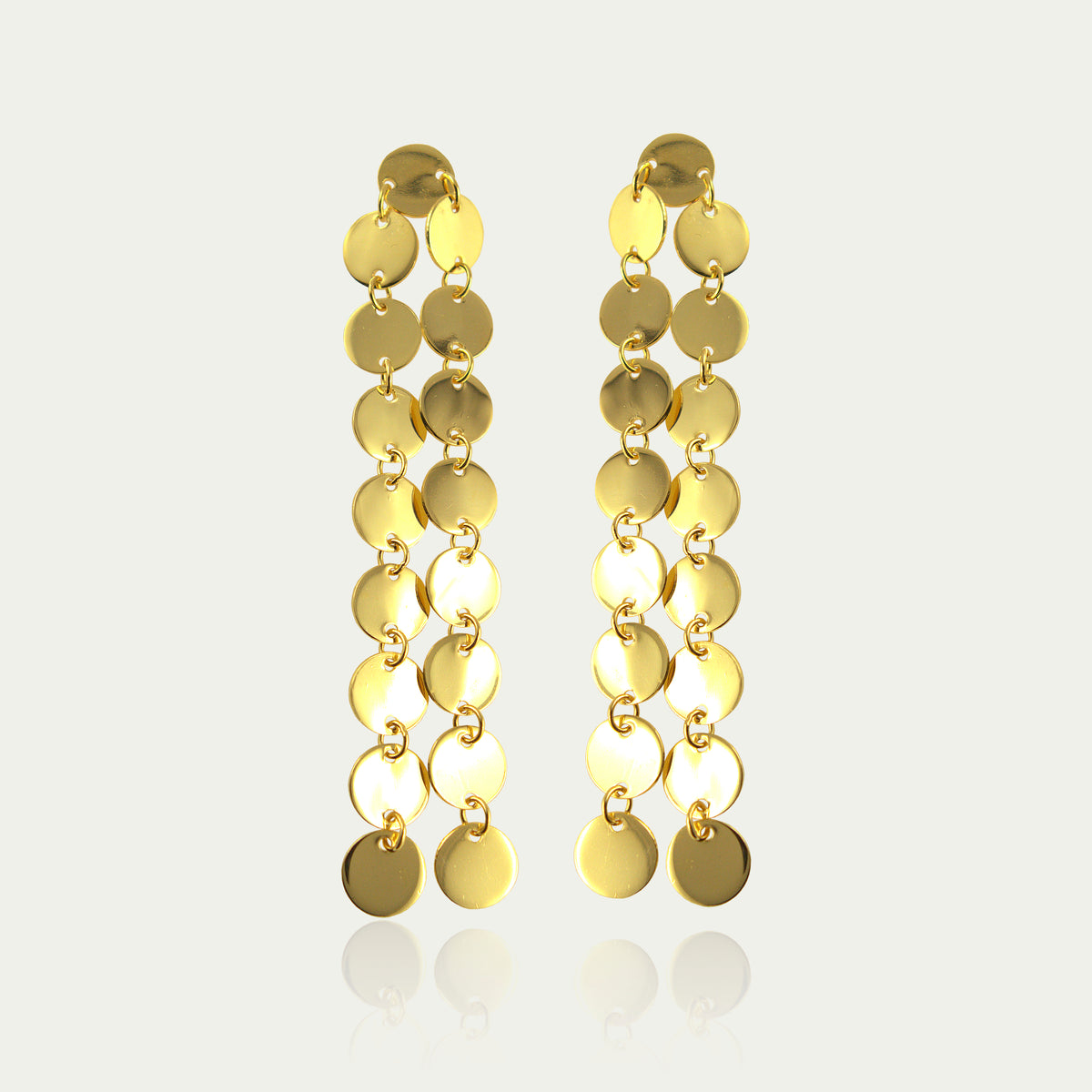 Ohrhänger Mini Coin Double – 925 Sterling Silber 18K Gelbgold vergoldet | Sucre Fine Jewelry