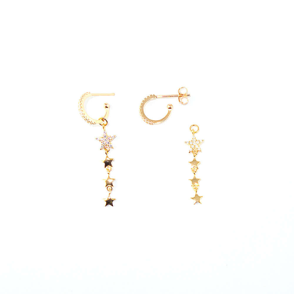 Creole Stars mit Zirkonia – 925 Sterling Silber 18K Gelbgold vergoldet | Sucre Fine Jewelry