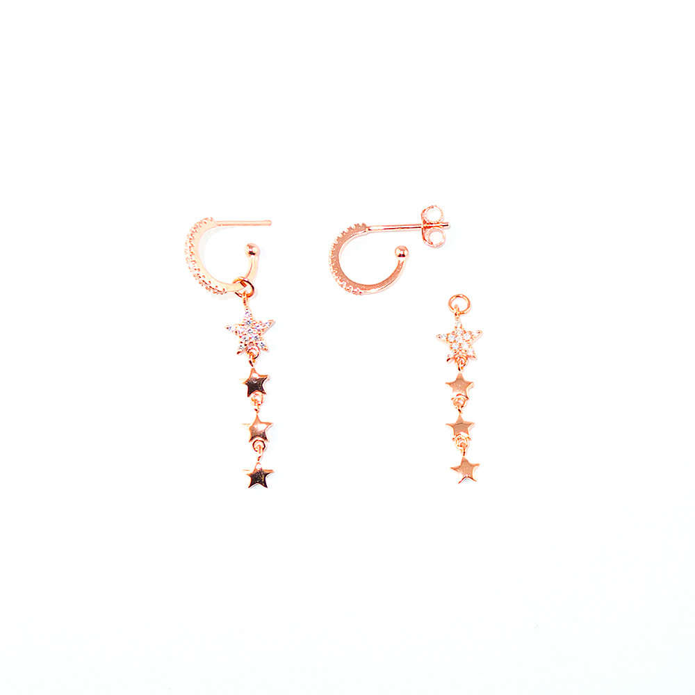 Creole Stars mit Zirkonia – 925 Sterling Silber 18K Roségold vergoldet | Sucre Fine Jewelry