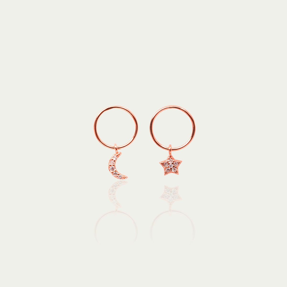 Ohrstecker Mond und Stern – 925 Sterling Silber 18K Roségold vergoldet | Sucre Fine Jewelry