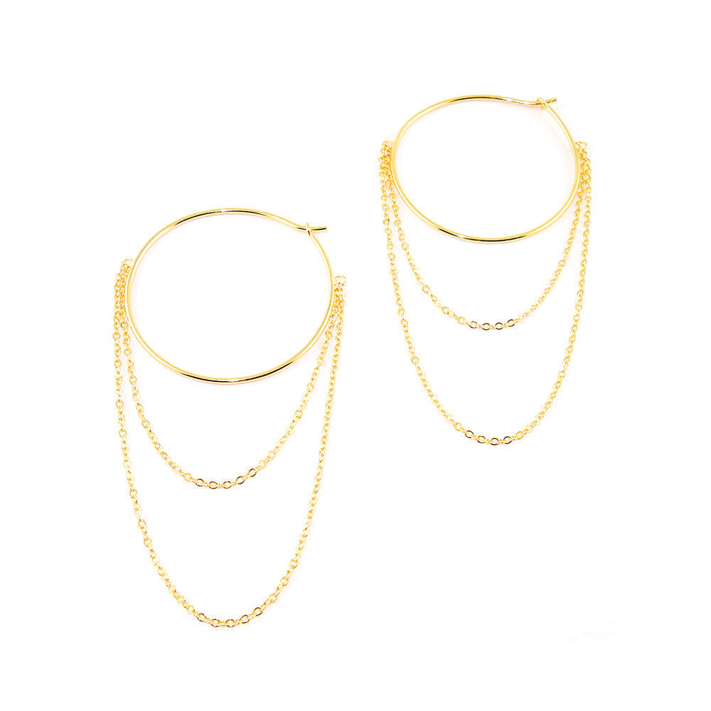 Ohrhänger Hoop mit Ankerkette – 925 Sterling Silber 18K Gelbgold vergoldet | Sucre Fine Jewelry