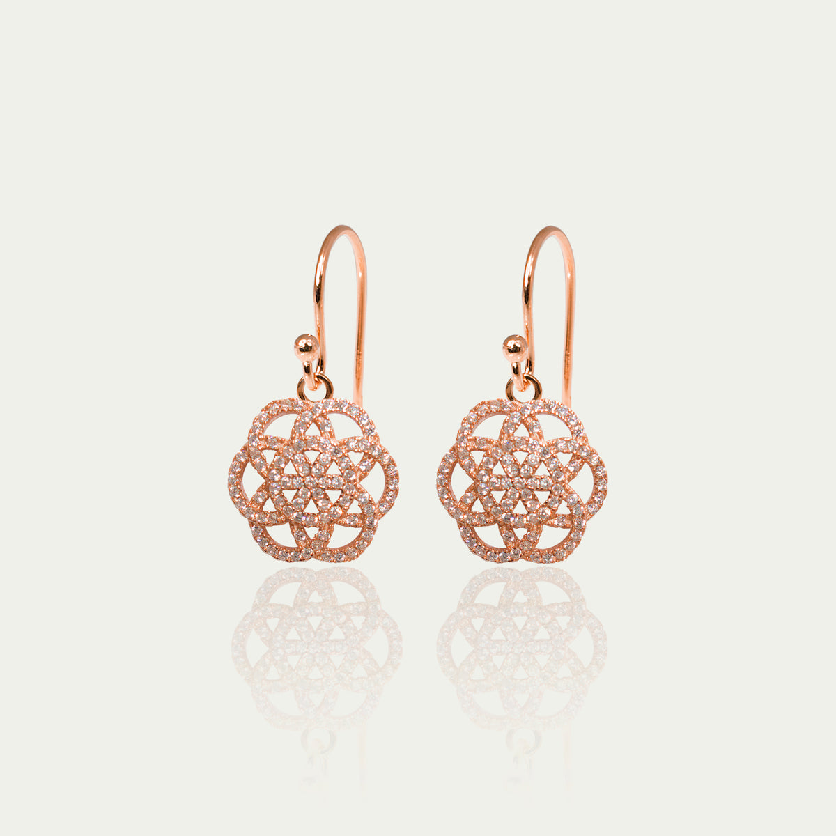 Ohrhänger Lebensblume mit Zirkonia – 925 Sterling Silber 18K Roségold vergoldet | Sucre Fine Jewelry