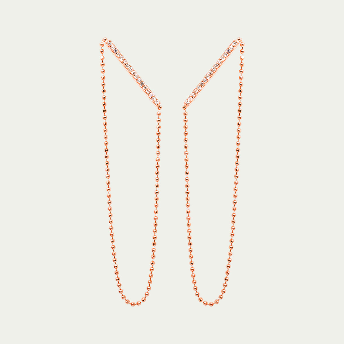 Ohrhänger Bar Chain mit Zirkonia – 925 Sterling Silber 18K Roségold vergoldet | Sucre Fine Jewelry