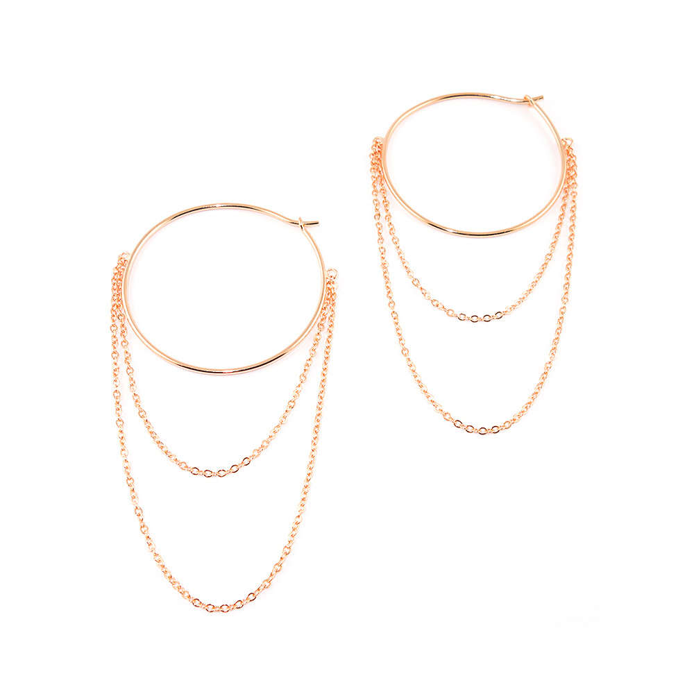 Ohrhänger Hoop mit Ankerkette – 925 Sterling Silber 18K Roségold vergoldet | Sucre Fine Jewelry