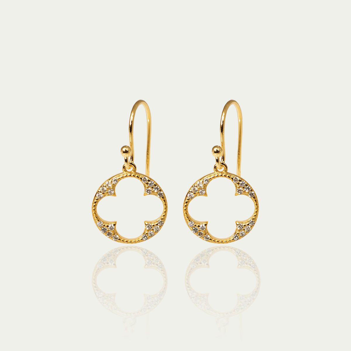 Ohrhänger Big Shiny Clover – 925 Sterling Silber 18K Gelbgold vergoldet | Sucre Fine Jewelry