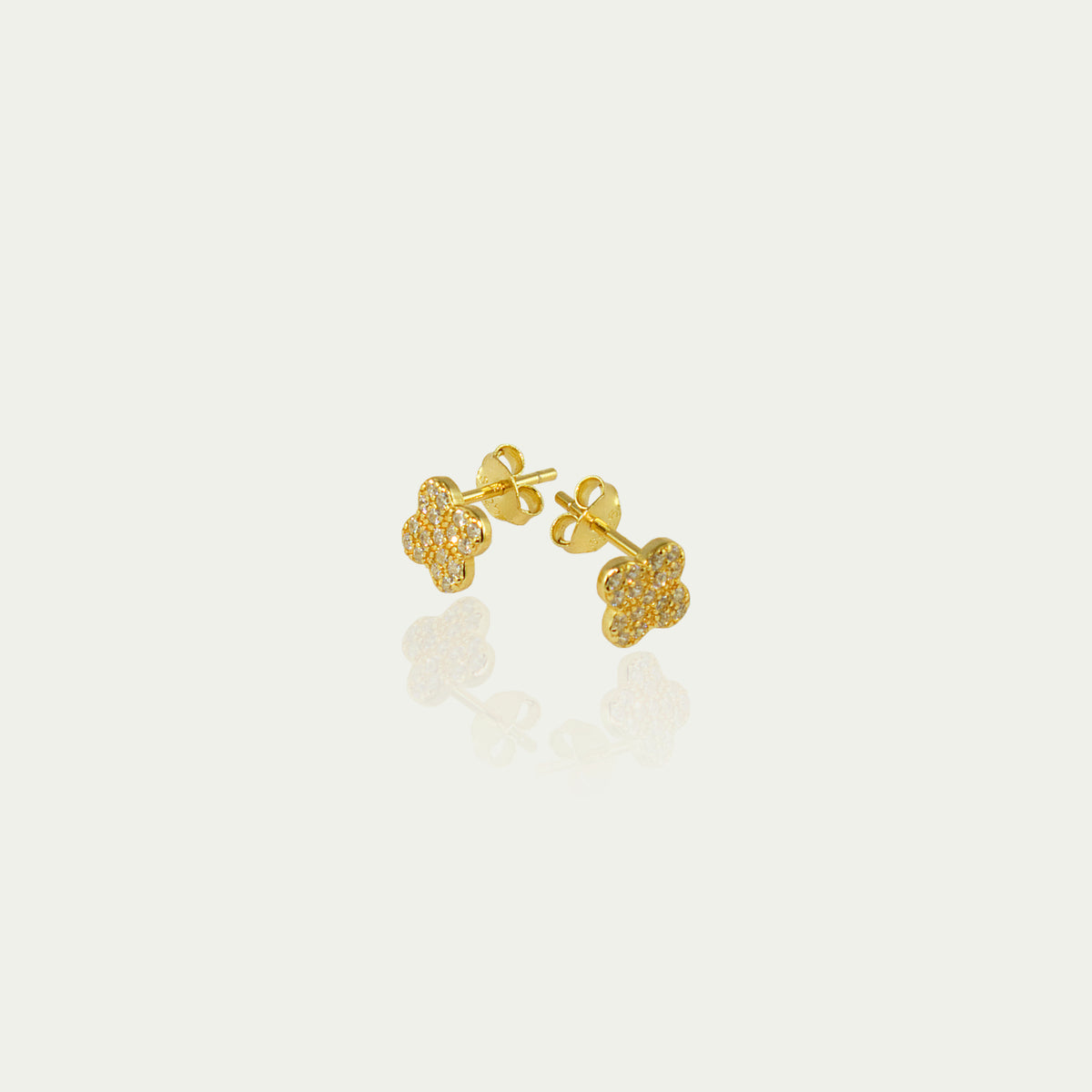 Ohrstecker Sparkling Clover – 925 Sterling Silber 18K Gelbgold vergoldet | Sucre Fine Jewelry