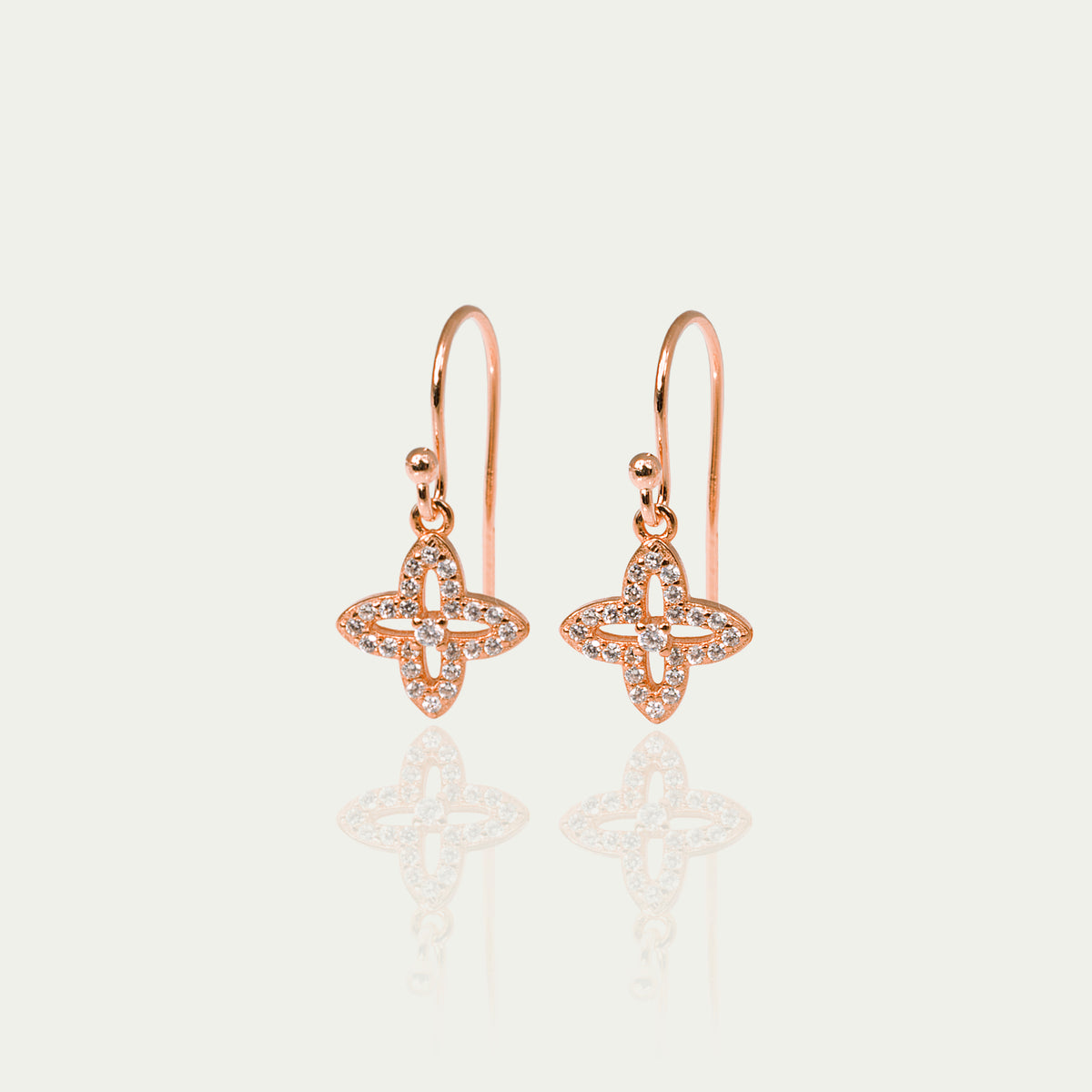 Ohrhänger Shiny Clover – 925 Sterling Silber 18K Roségold vergoldet | Sucre Fine Jewelry