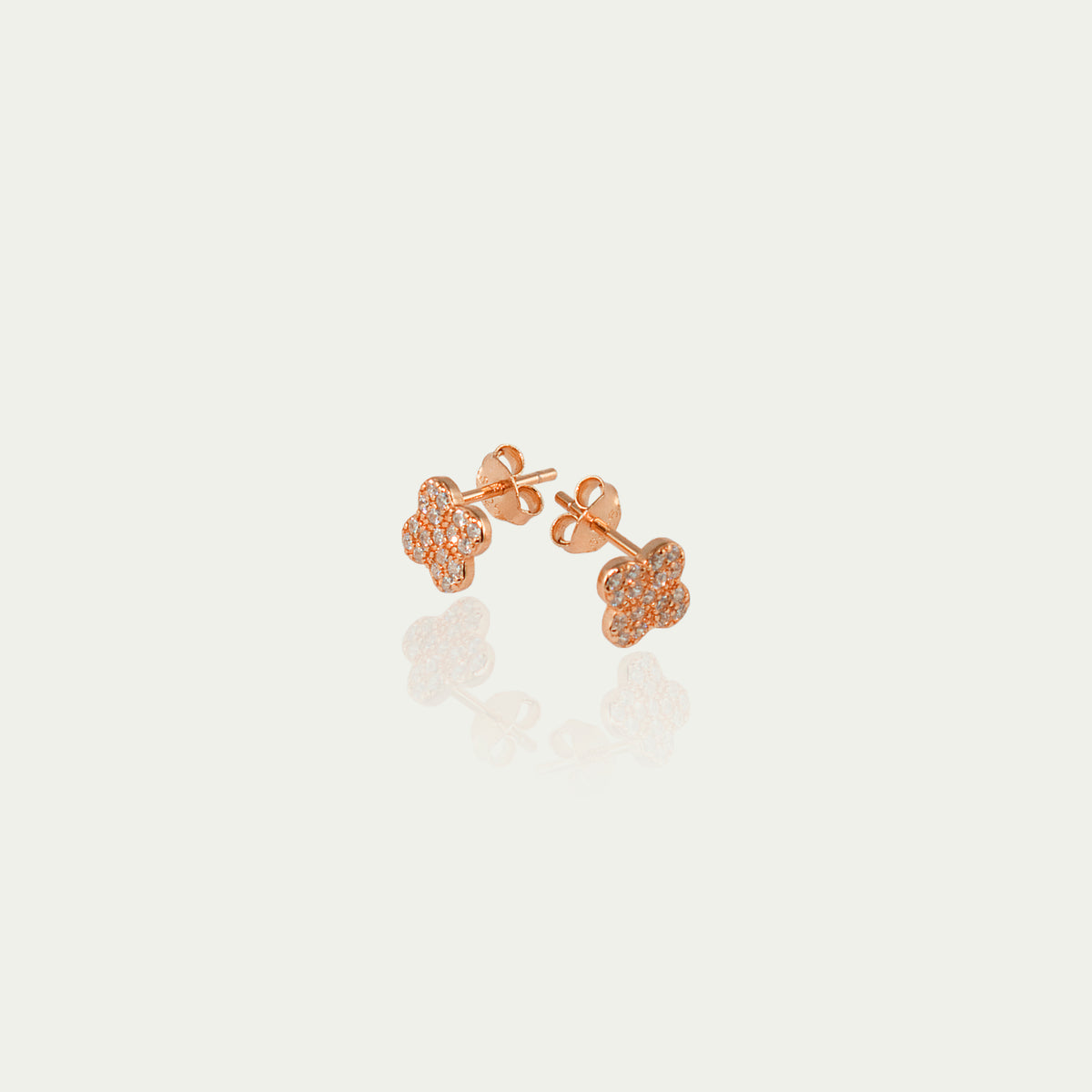 Ohrstecker Sparkling Clover – 925 Sterling Silber 18K Roségold vergoldet | Sucre Fine Jewelry