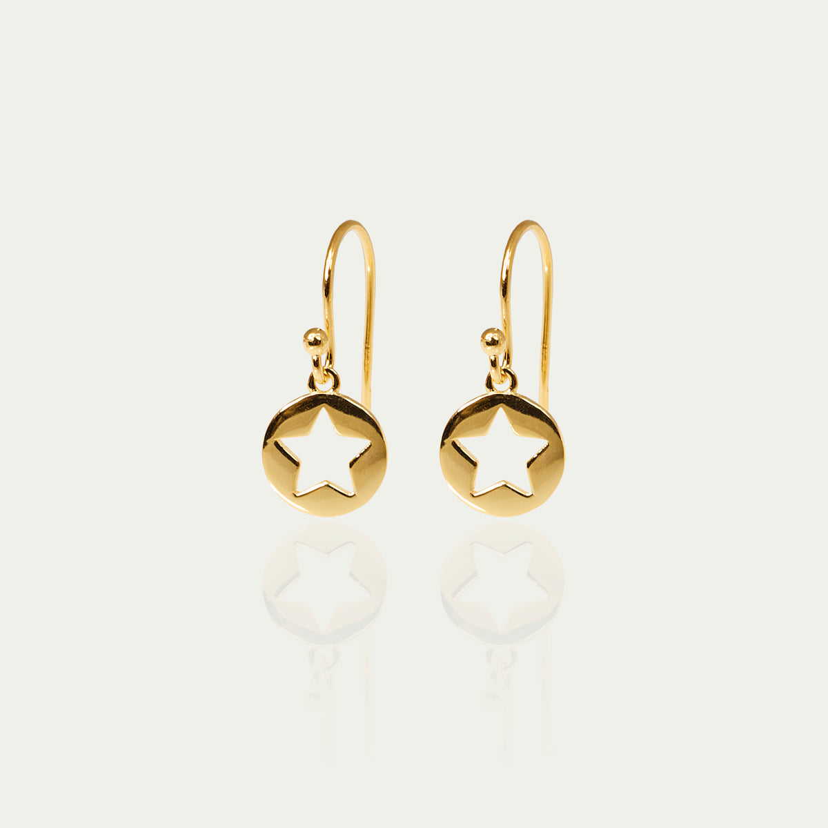 Ohrhänger Disc Star – 925 Sterling Silber 18K Gelbgold vergoldet | Sucre Fine Jewelry