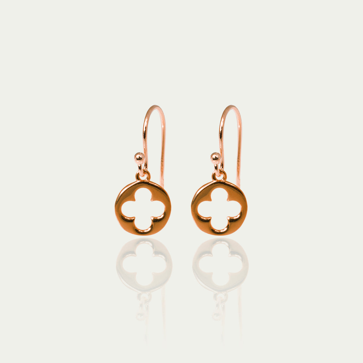 Ohrhänger Disc Clover – 925 Sterling Silber 18K Roségold vergoldet | Sucre Fine Jewelry
