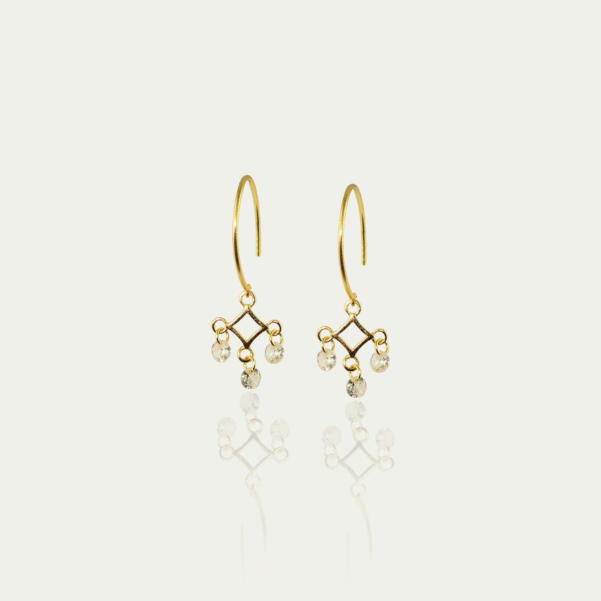 Ohrhänger Sparkling Square – 925 Sterling Silber 18K Gelbgold vergoldet | Sucre Fine Jewelry
