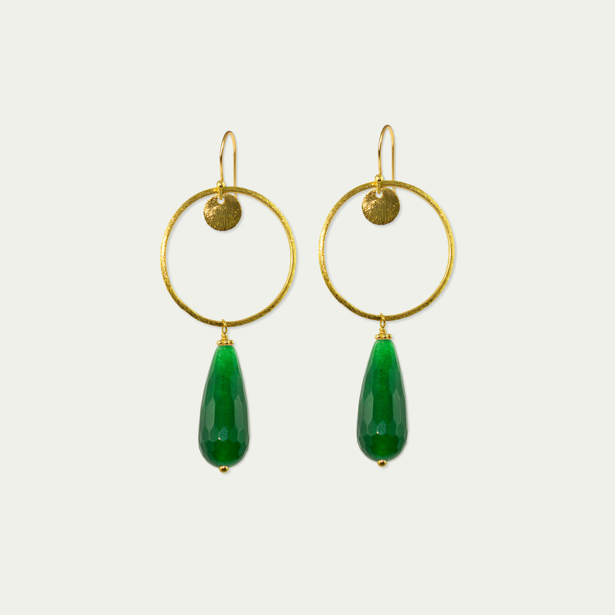 Ohrhänger Circle mit Edelsteintropfen – 925 Sterling Silber 18K Gelbgold vergoldet | Sucre Fine Jewelry