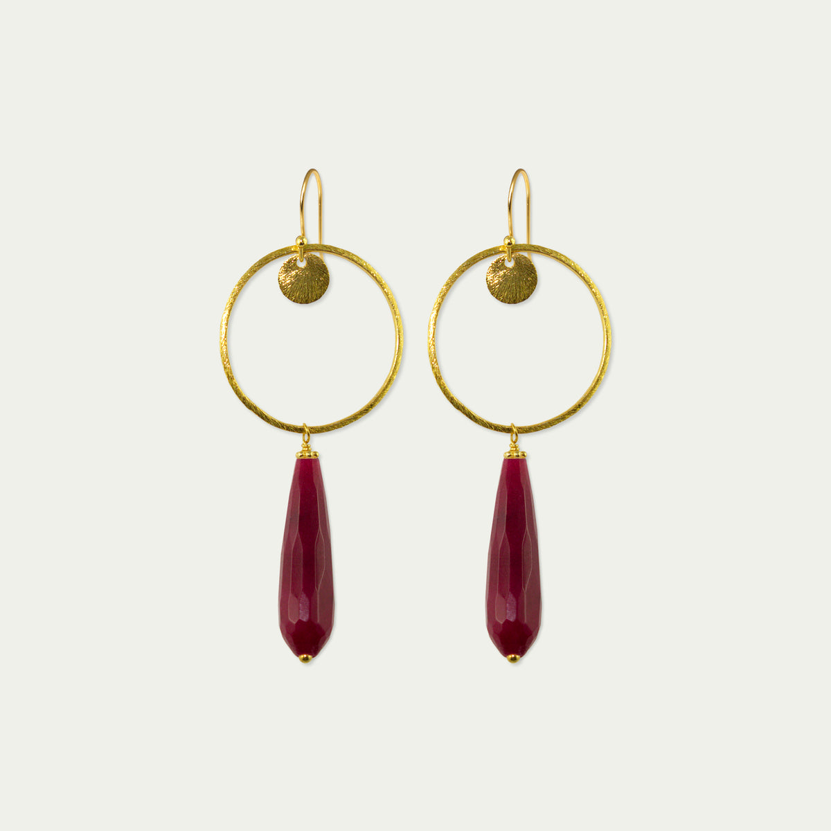 Ohrhänger Circle mit Edelsteintropfen – 925 Sterling Silber 18K Gelbgold vergoldet | Sucre Fine Jewelry