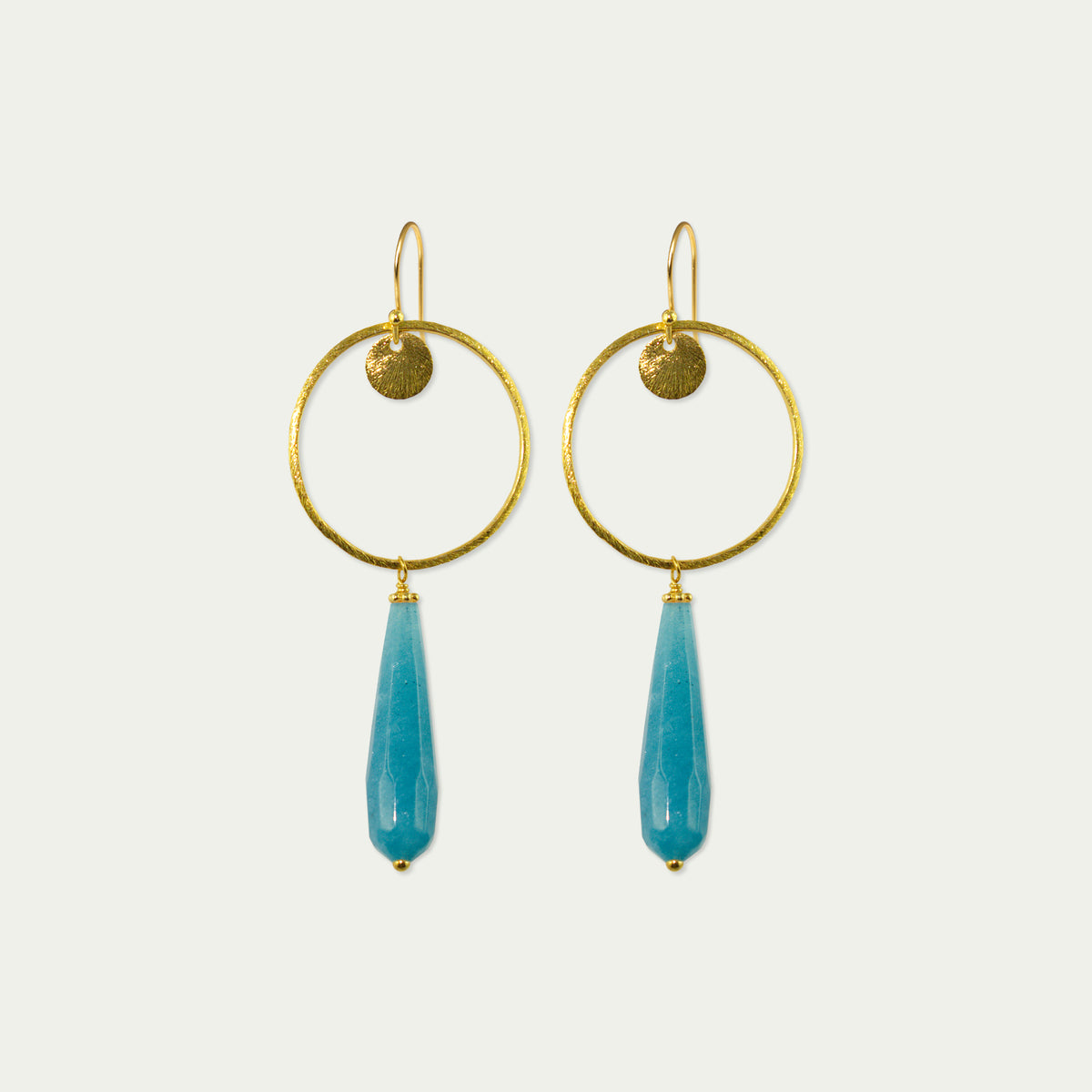Ohrhänger Circle mit Edelsteintropfen – 925 Sterling Silber 18K Gelbgold vergoldet | Sucre Fine Jewelry