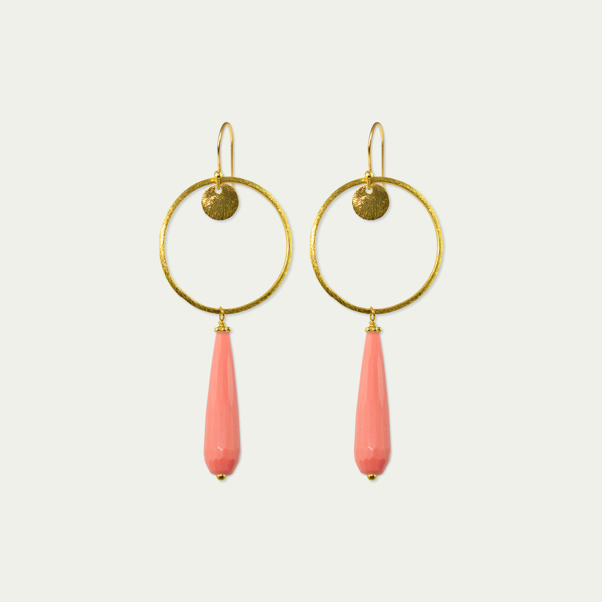Ohrhänger Circle mit Edelsteintropfen – 925 Sterling Silber 18K Gelbgold vergoldet | Sucre Fine Jewelry