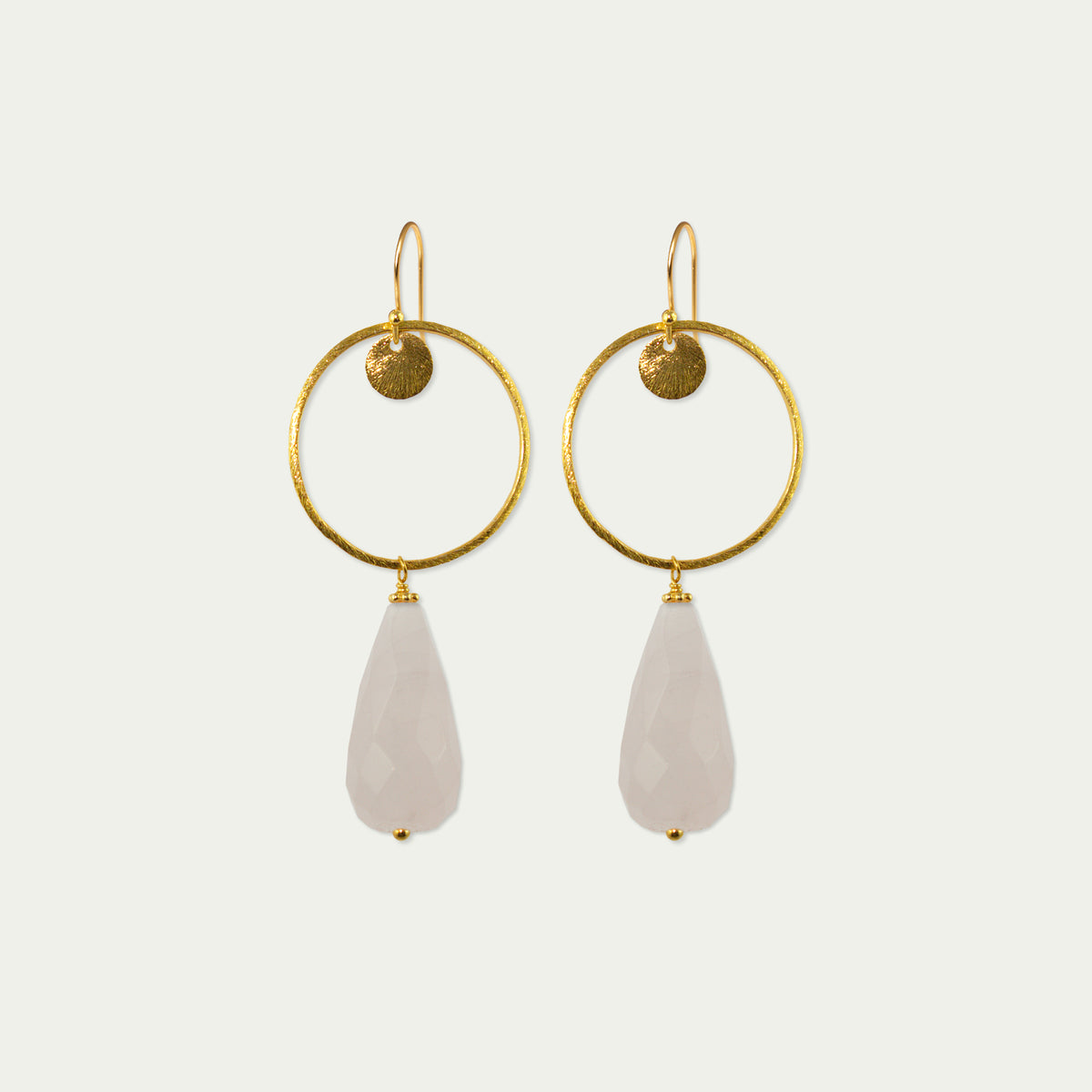 Ohrhänger Circle mit Edelsteintropfen – 925 Sterling Silber 18K Gelbgold vergoldet | Sucre Fine Jewelry