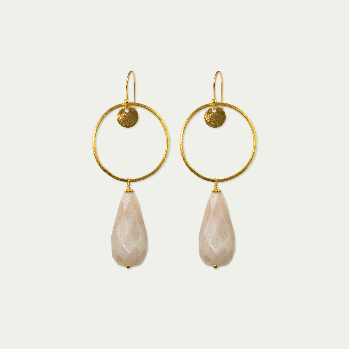 Ohrhänger Circle mit Edelsteintropfen – 925 Sterling Silber 18K Gelbgold vergoldet | Sucre Fine Jewelry