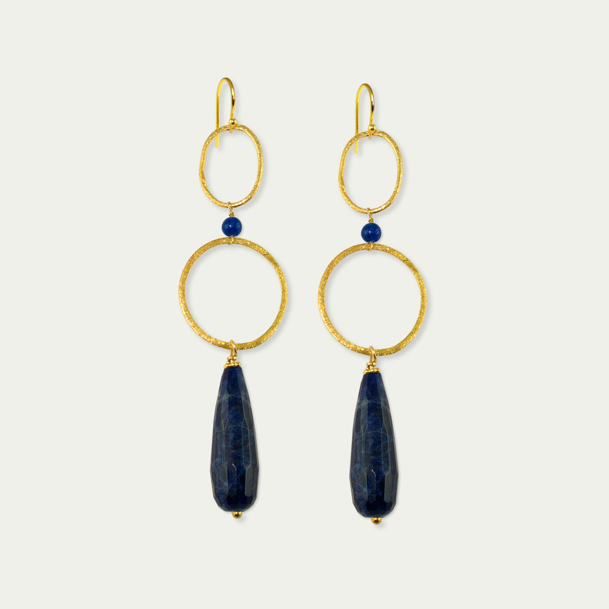 Ohrhänger Circles mit Edelsteintropfen – 925 Sterling Silber 18K Gelbgold vergoldet | Sucre Fine Jewelry