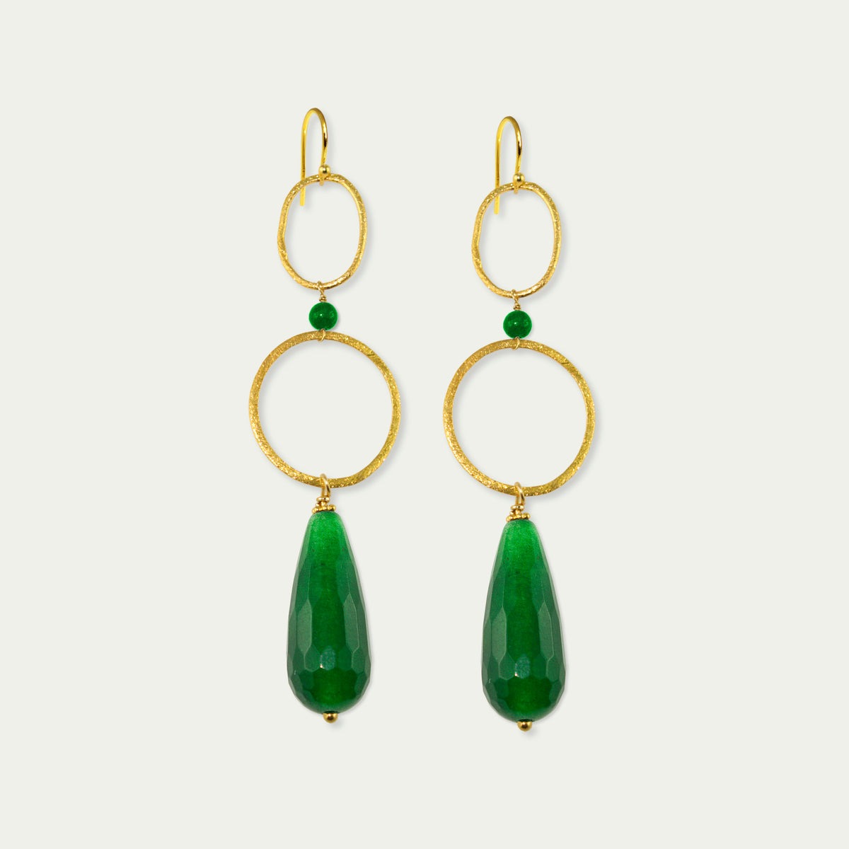 Ohrhänger Circles mit Edelsteintropfen – 925 Sterling Silber 18K Gelbgold vergoldet | Sucre Fine Jewelry