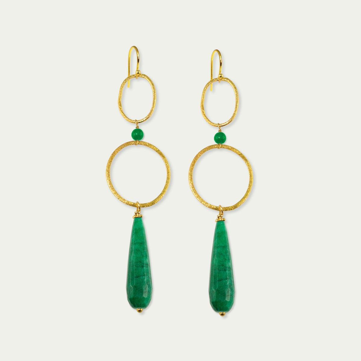 Ohrhänger Circles mit Edelsteintropfen – 925 Sterling Silber 18K Gelbgold vergoldet | Sucre Fine Jewelry