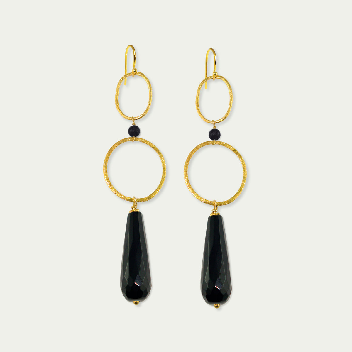Ohrhänger Circles mit Edelsteintropfen – 925 Sterling Silber 18K Gelbgold vergoldet | Sucre Fine Jewelry