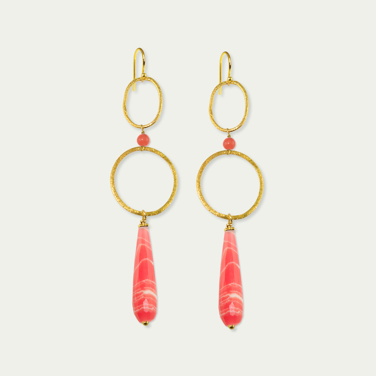 Ohrhänger Circles mit Edelsteintropfen – 925 Sterling Silber 18K Gelbgold vergoldet | Sucre Fine Jewelry