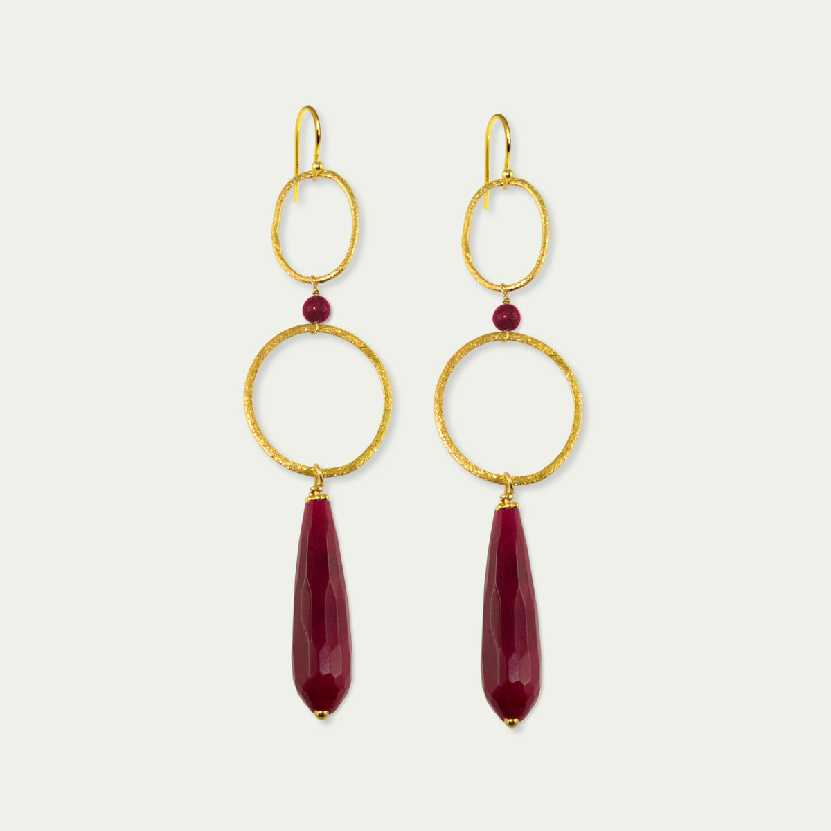 Ohrhänger Circles mit Edelsteintropfen – 925 Sterling Silber 18K Gelbgold vergoldet | Sucre Fine Jewelry
