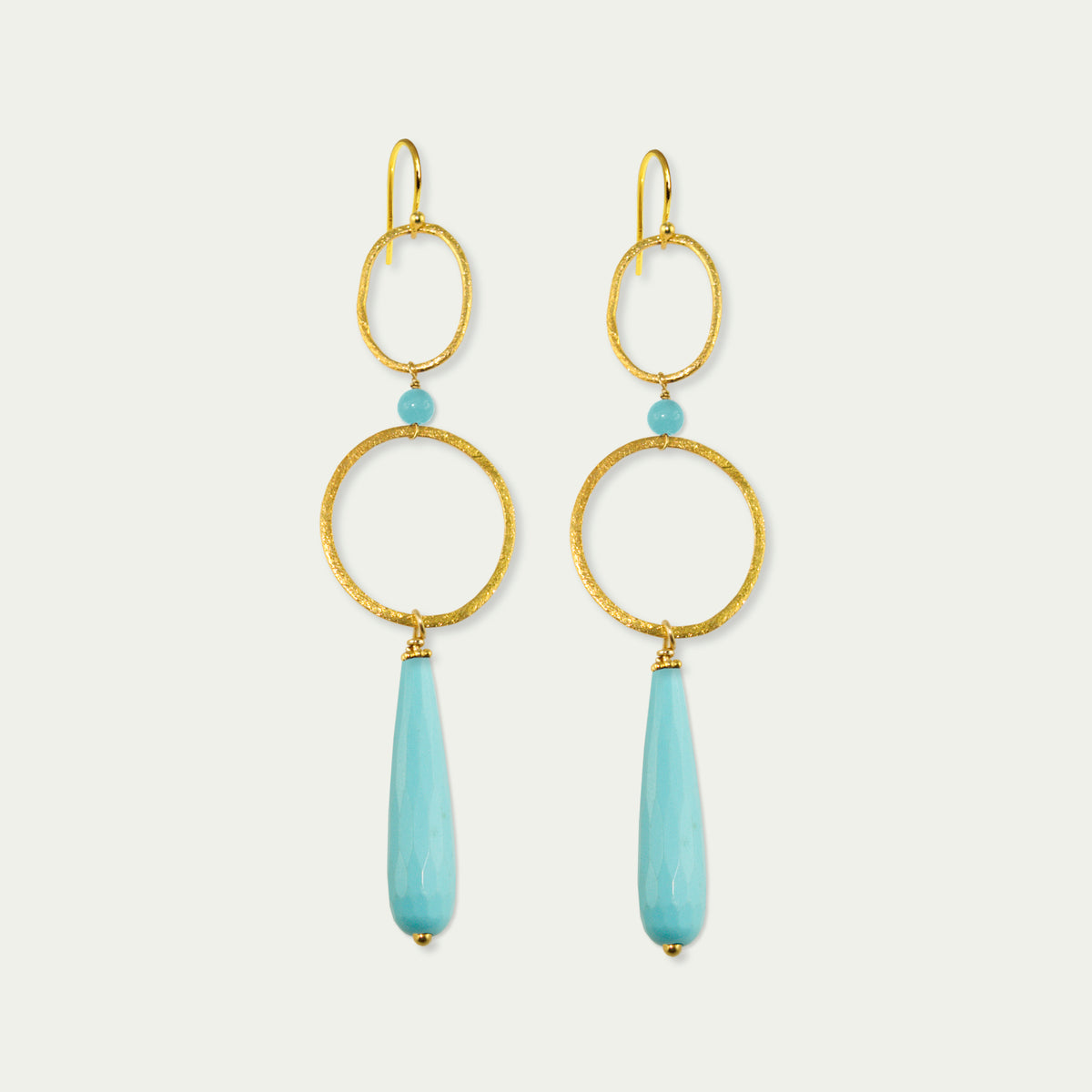 Ohrhänger Circles mit Edelsteintropfen – 925 Sterling Silber 18K Gelbgold vergoldet | Sucre Fine Jewelry