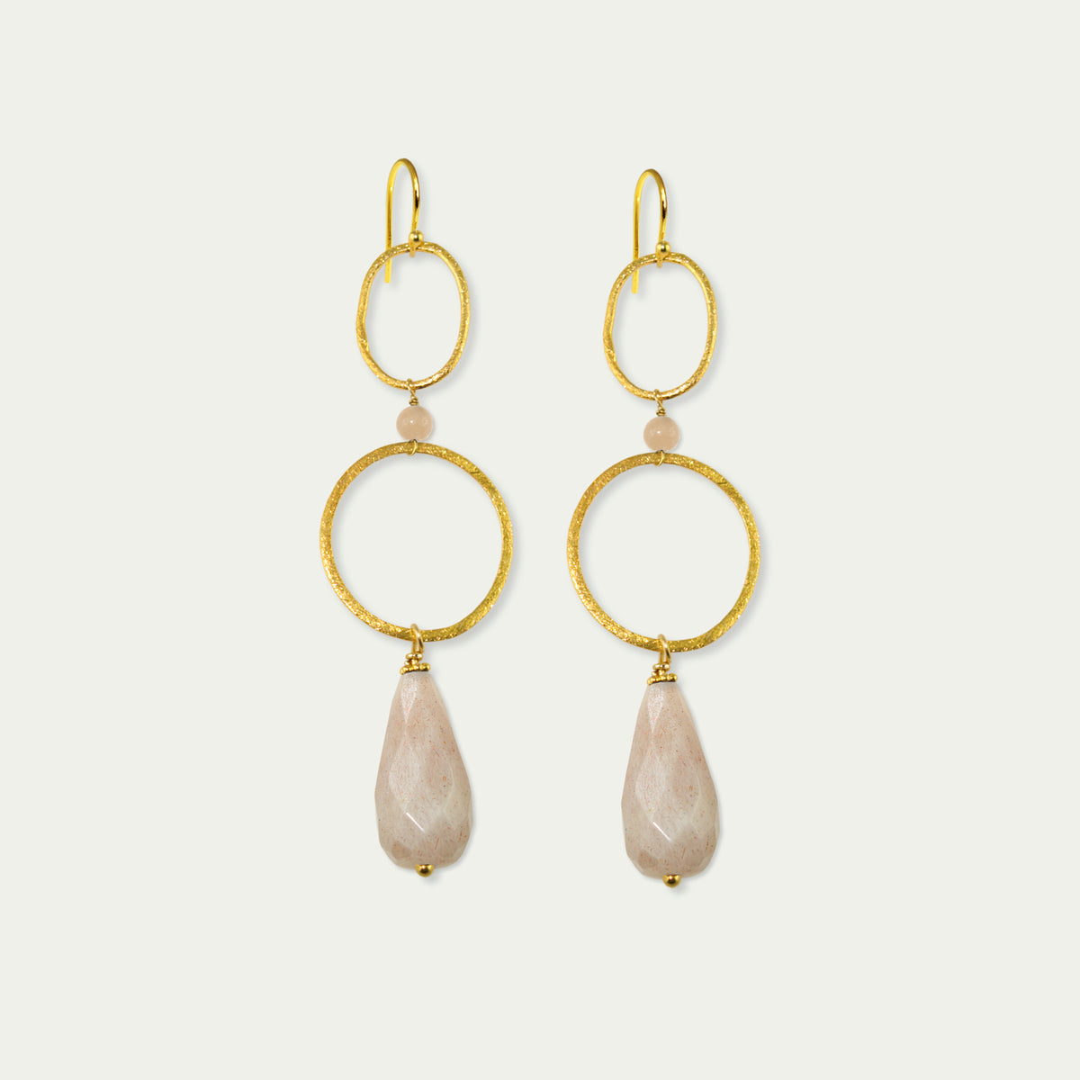 Ohrhänger Circles mit Edelsteintropfen – 925 Sterling Silber 18K Gelbgold vergoldet | Sucre Fine Jewelry