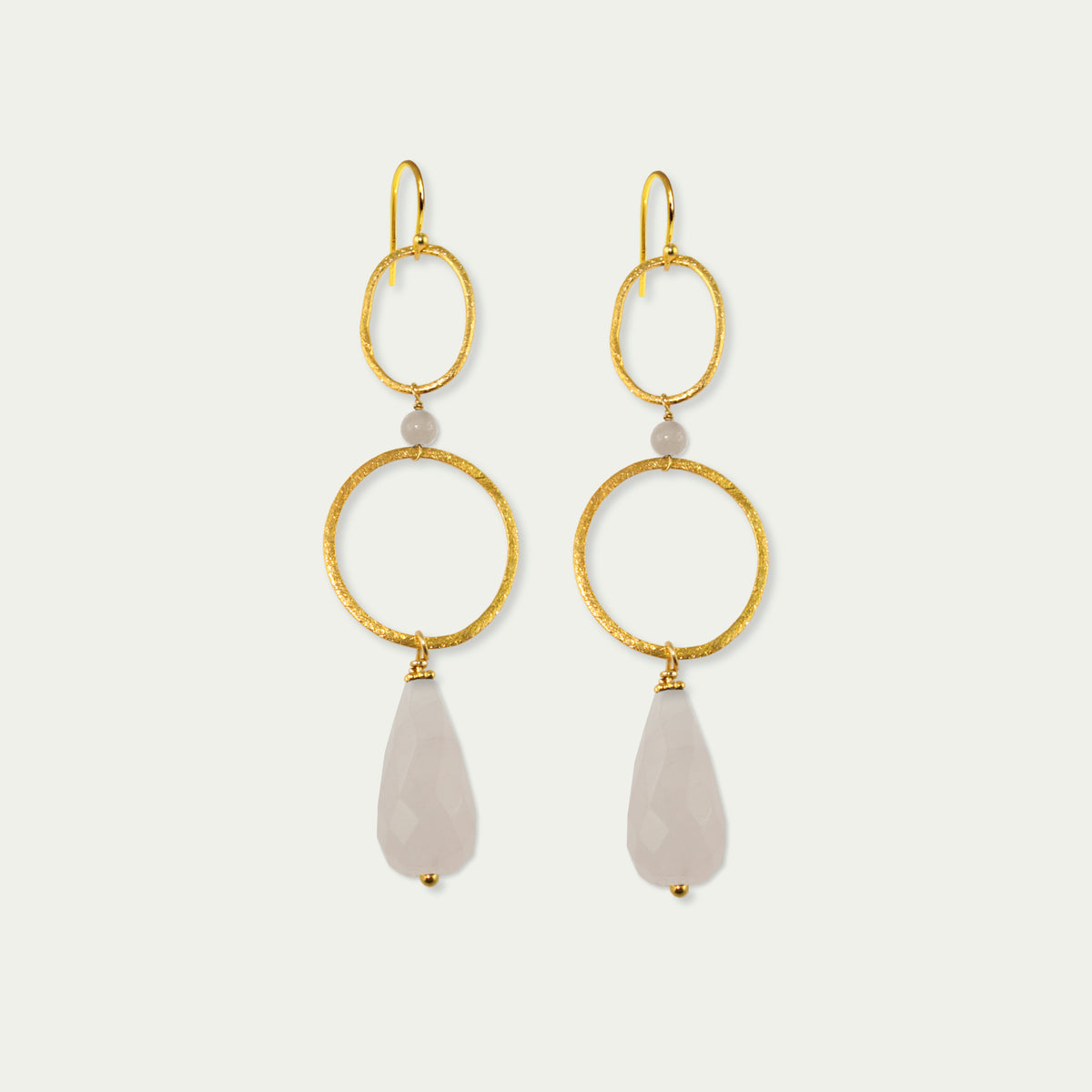Ohrhänger Circles mit Edelsteintropfen – 925 Sterling Silber 18K Gelbgold vergoldet | Sucre Fine Jewelry