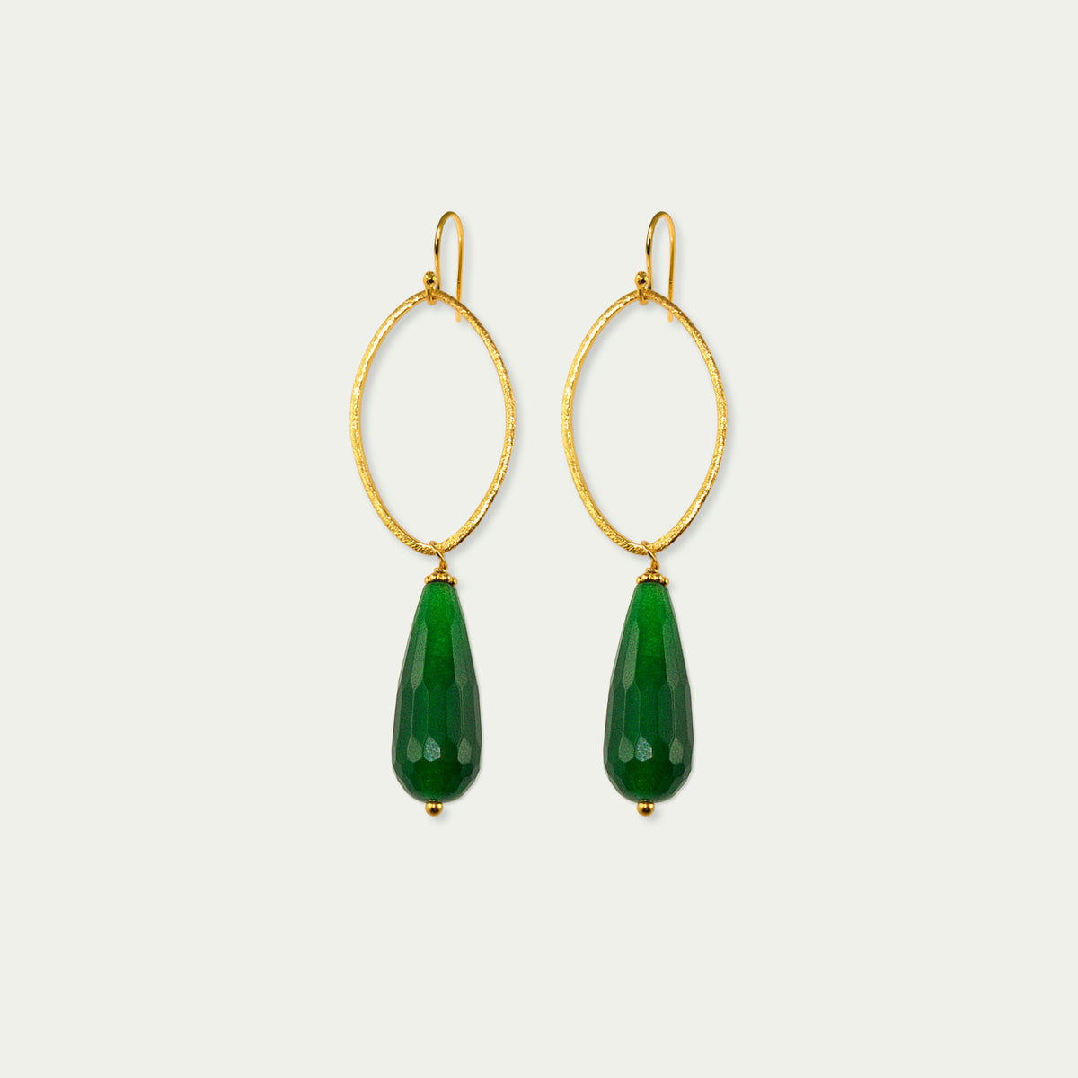Ohrhänger Blatt mit Edelsteintropfen – 925 Sterling Silber 18K Gelbgold vergoldet | Sucre Fine Jewelry