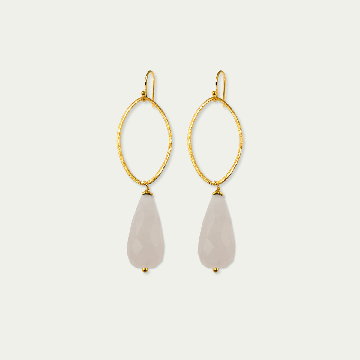 Ohrhänger Blatt mit Edelsteintropfen – 925 Sterling Silber 18K Gelbgold vergoldet | Sucre Fine Jewelry