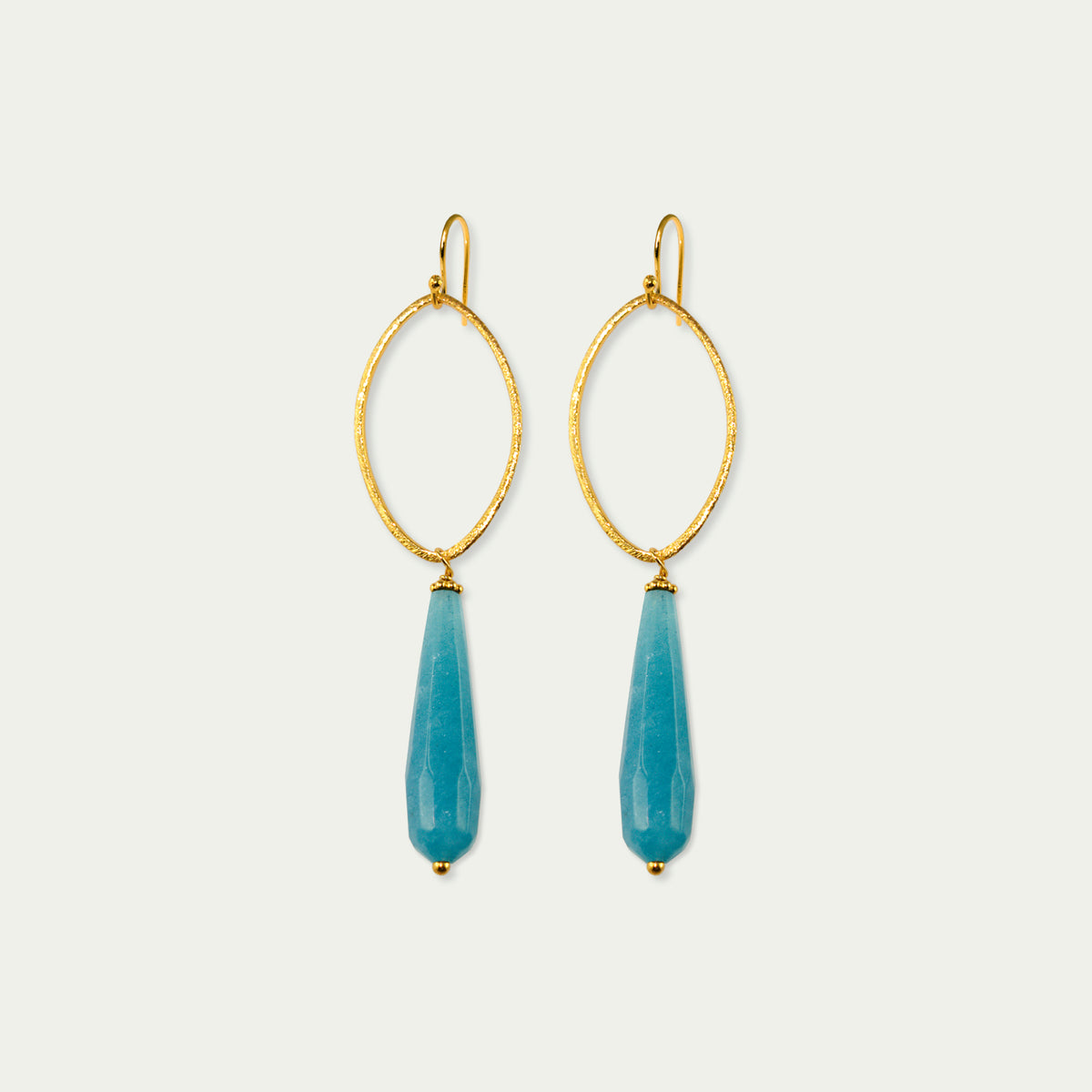 Ohrhänger Blatt mit Edelsteintropfen – 925 Sterling Silber 18K Gelbgold vergoldet | Sucre Fine Jewelry